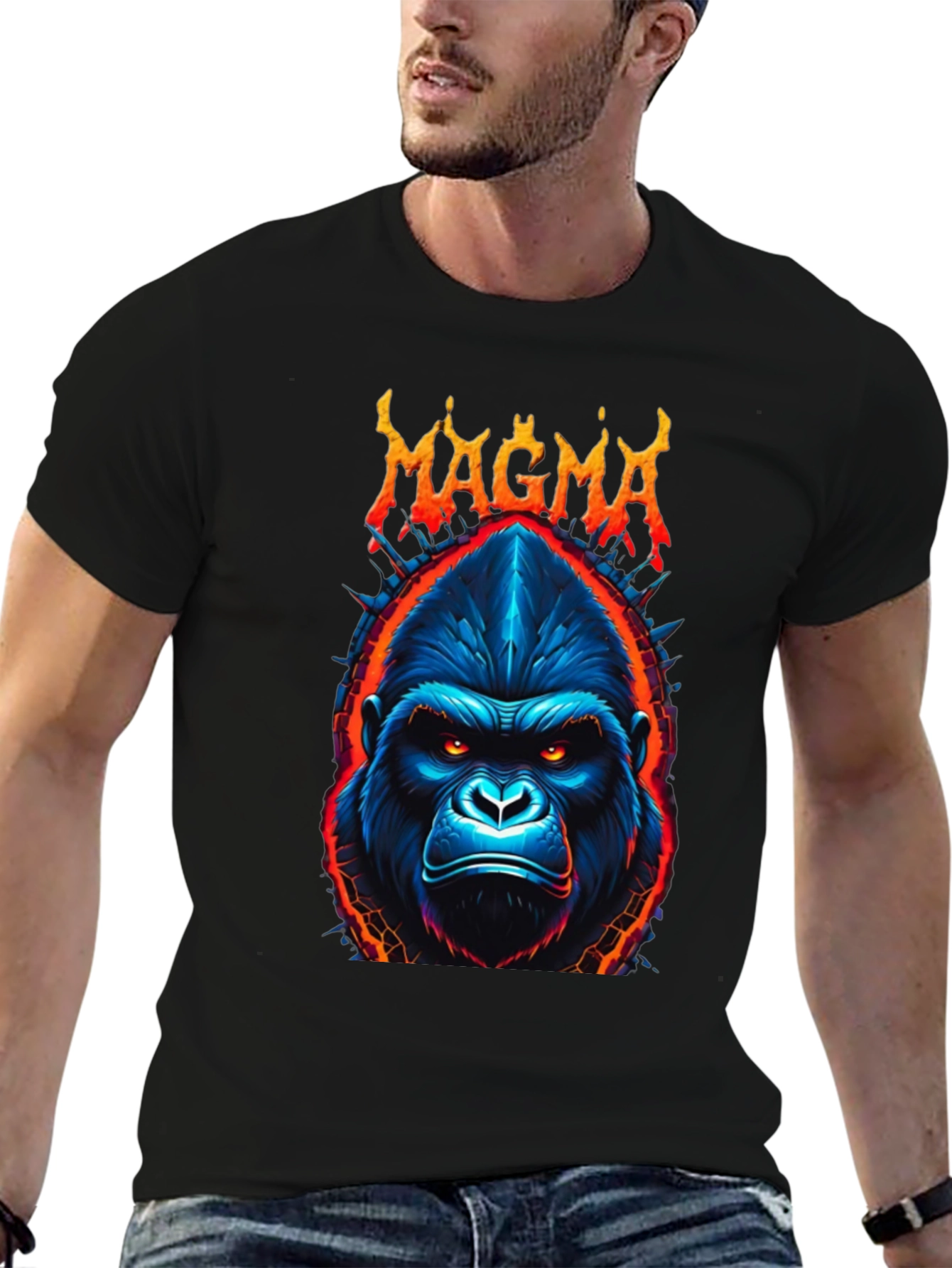 Black Magma Gorilla Graphic Tee - Bold Black T-Shirt view 6