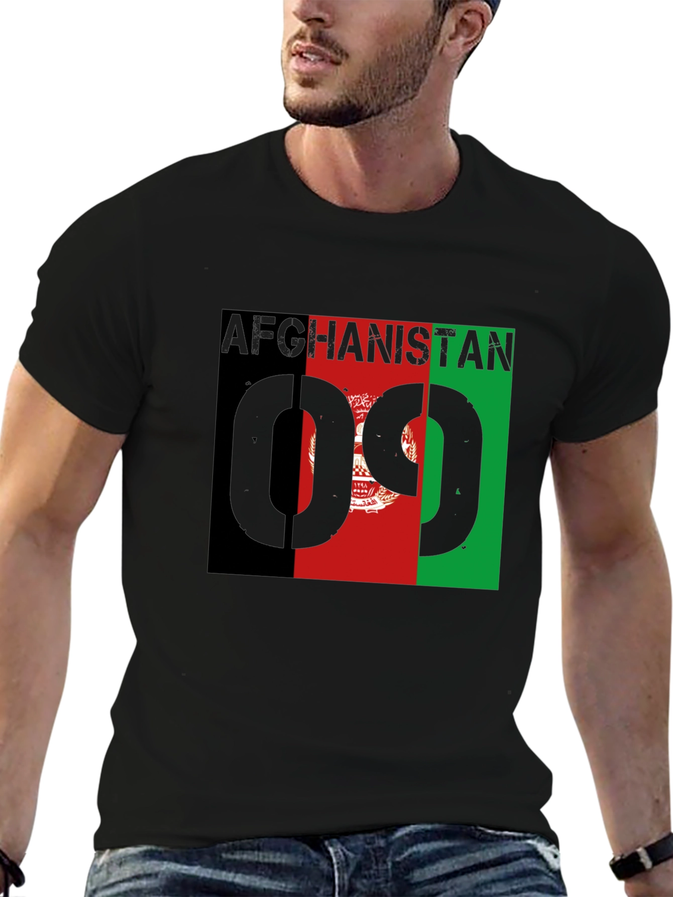 Black Afghanistan Flag T-Shirt view 6