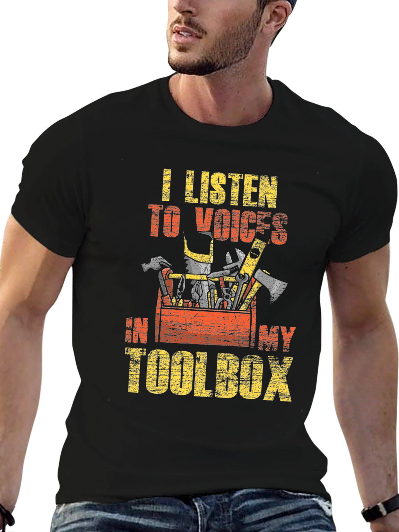 Black Toolbox Voices Men's Black Graphic T-Shirt view 6