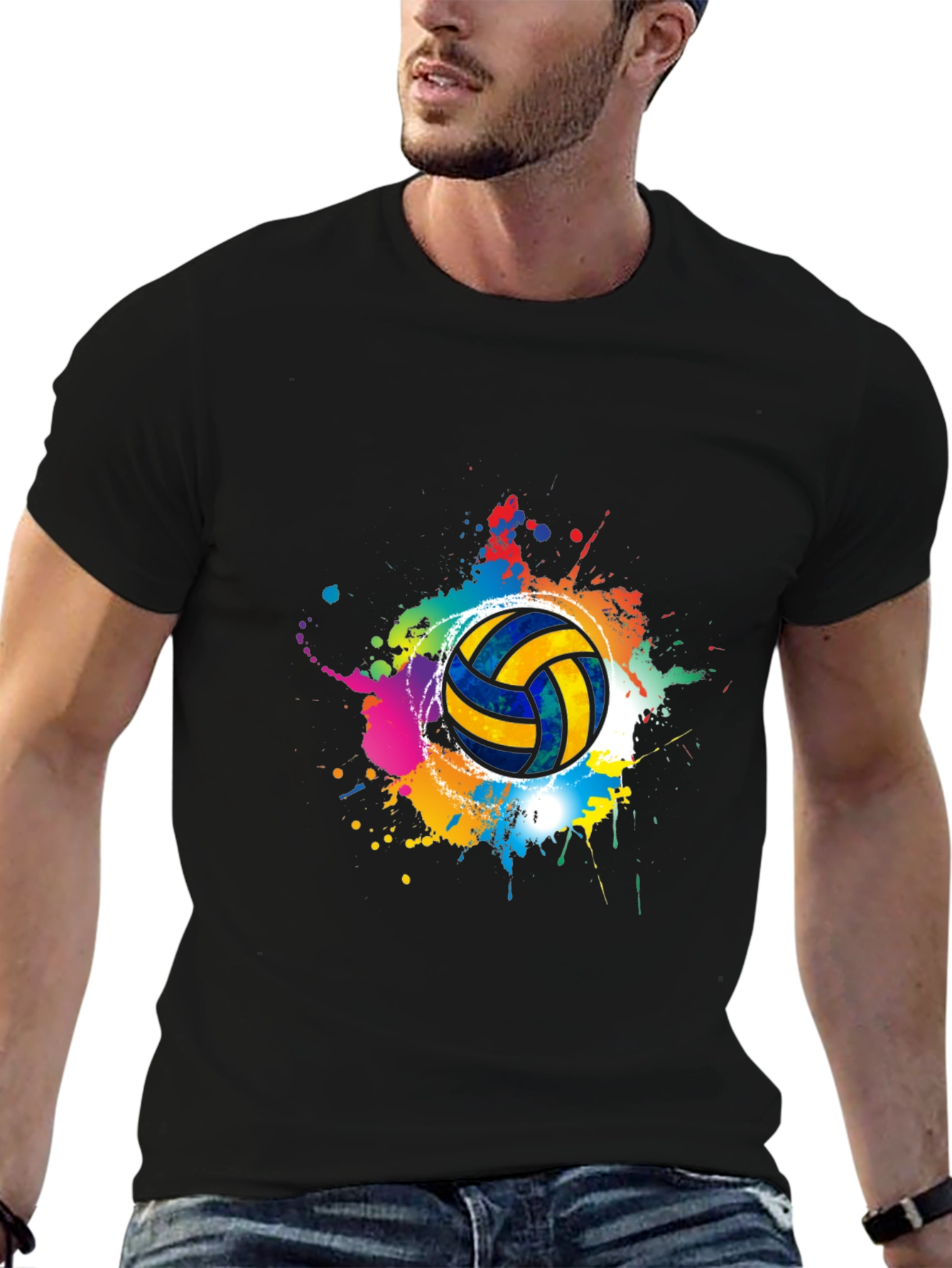 Black Volleyball Splash Tee - Stylish Graphic T-Shirt view 6