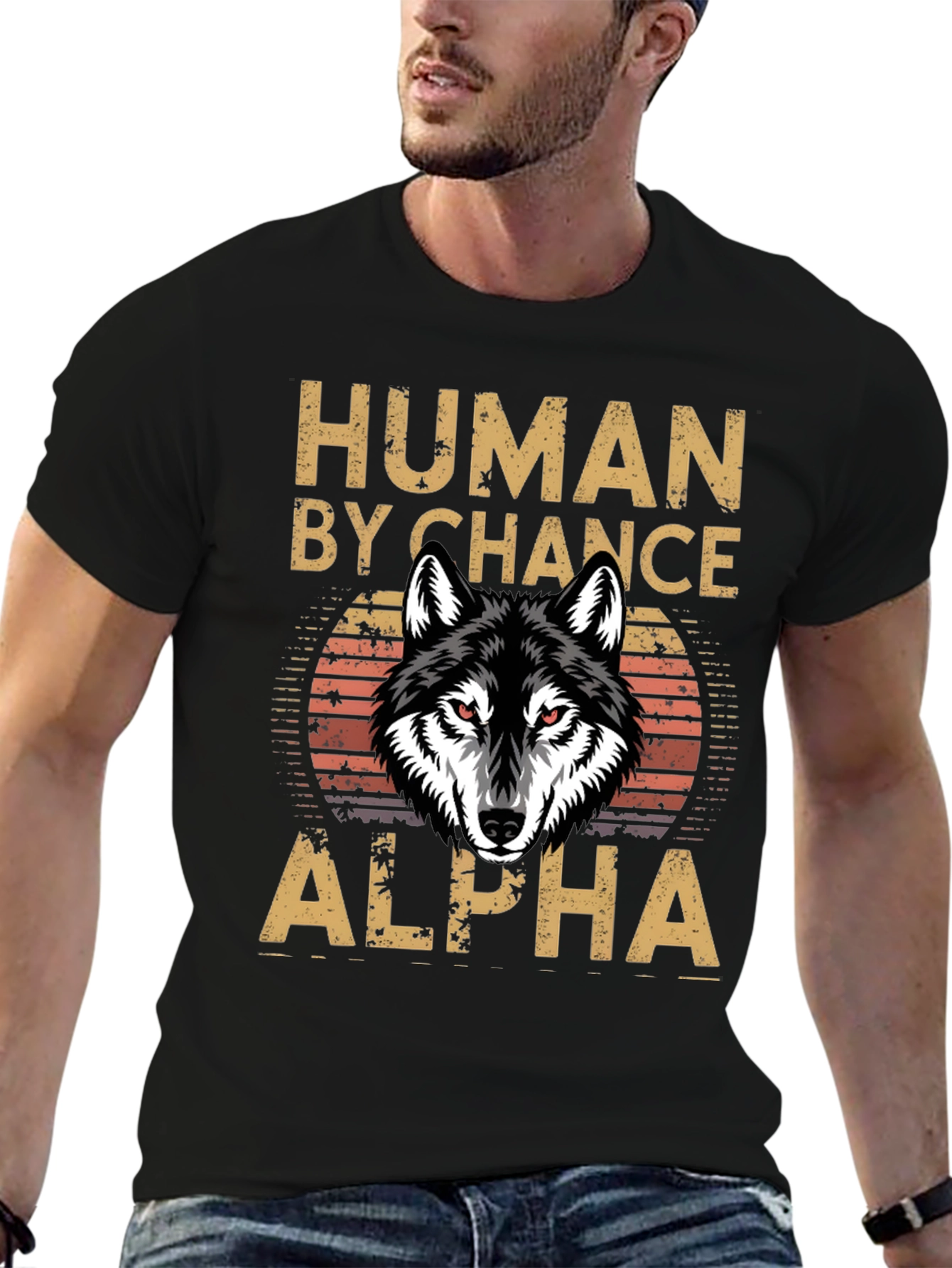 Black Human By Chance Alpha Wolf Graphic T-Shirt view 6