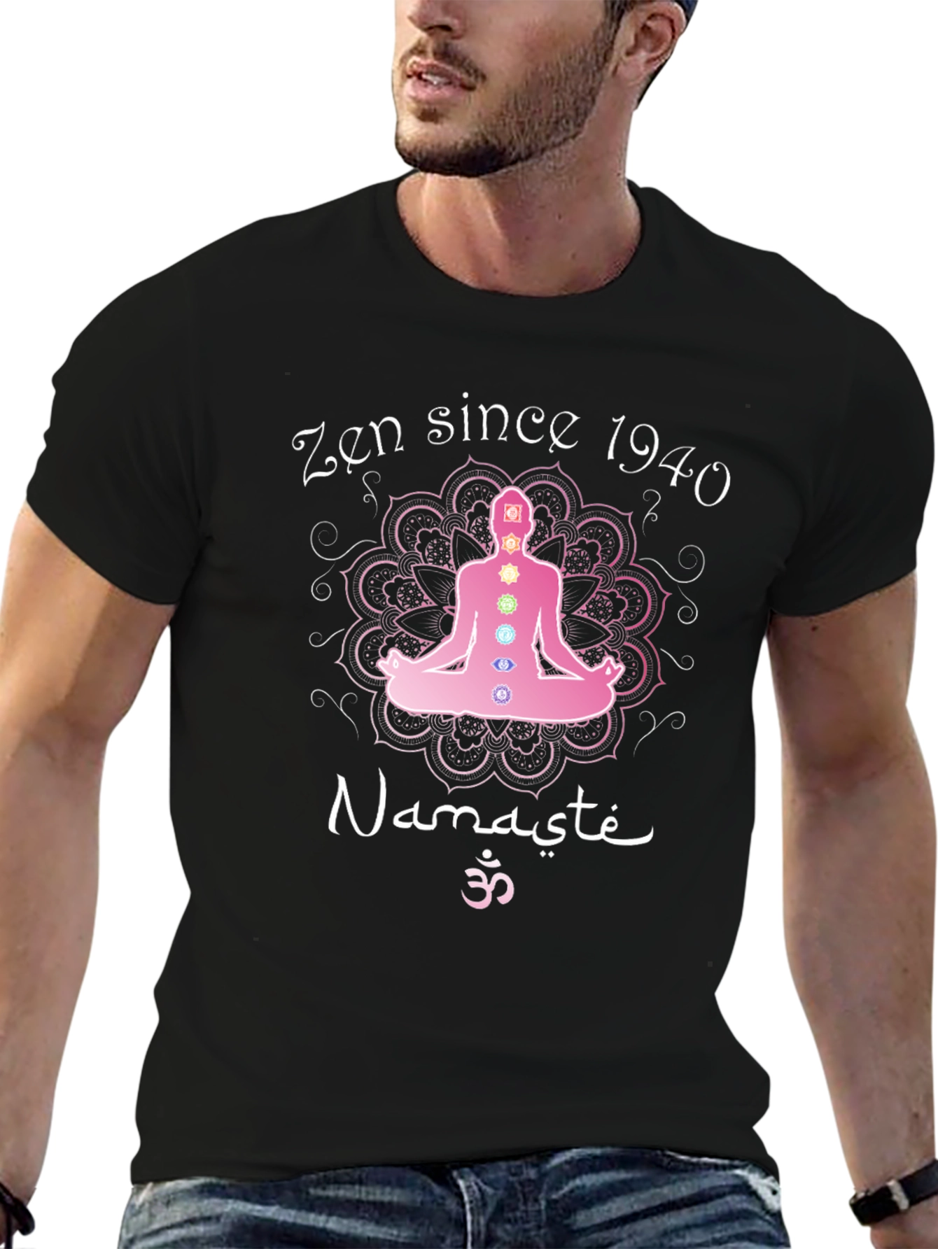 Black Zen Since 1940 Yoga Chakra T-Shirt Namaste Meditation view 6