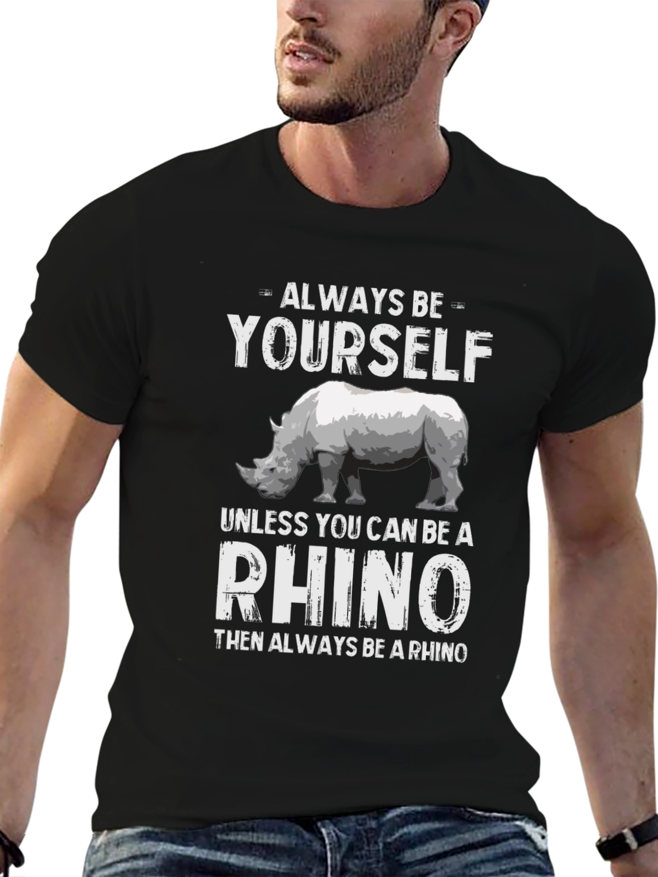Black Always Be Yourself Rhino T-Shirt view 6