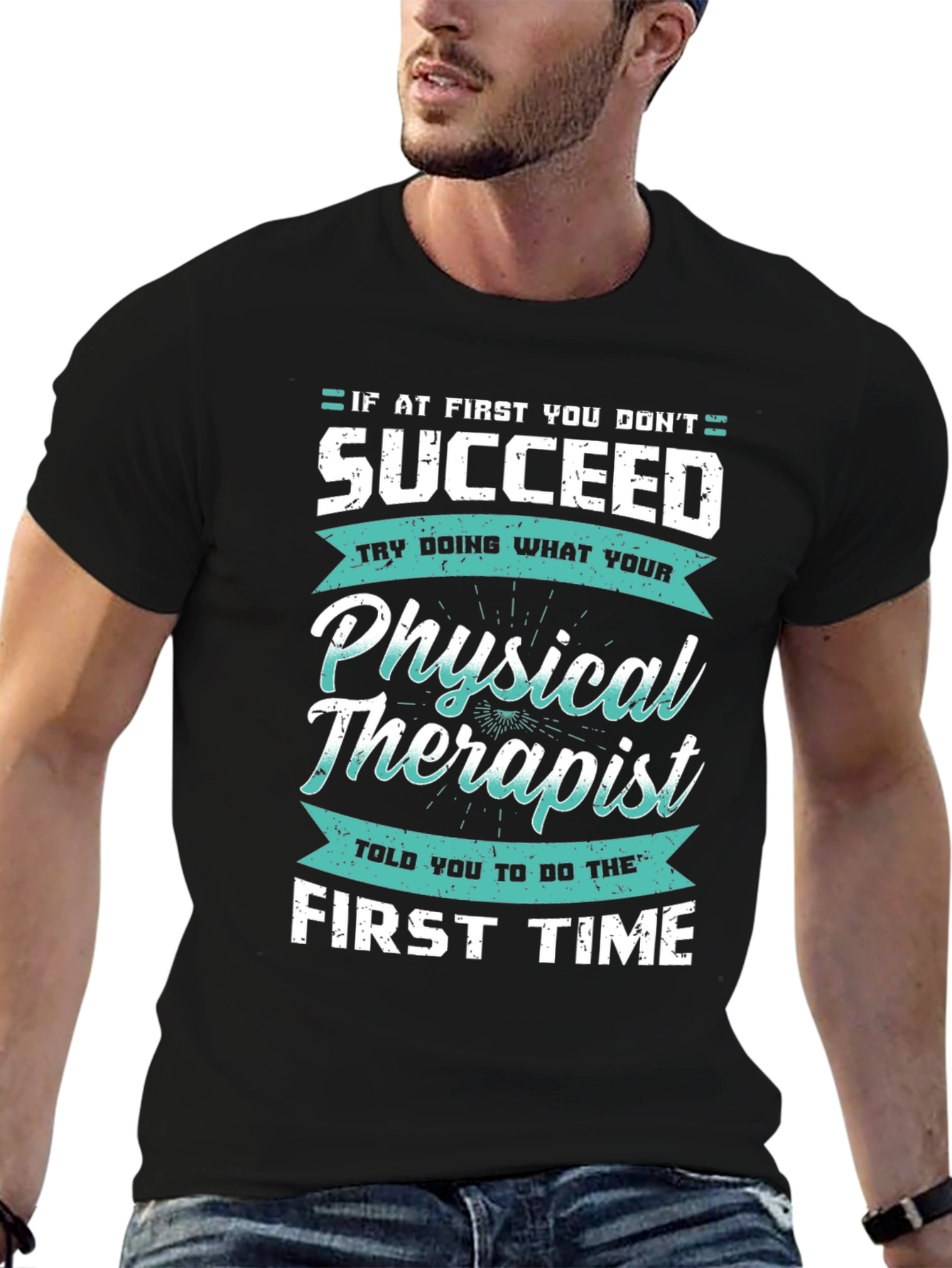 Black Physical Therapist Novelty T-Shirt view 6