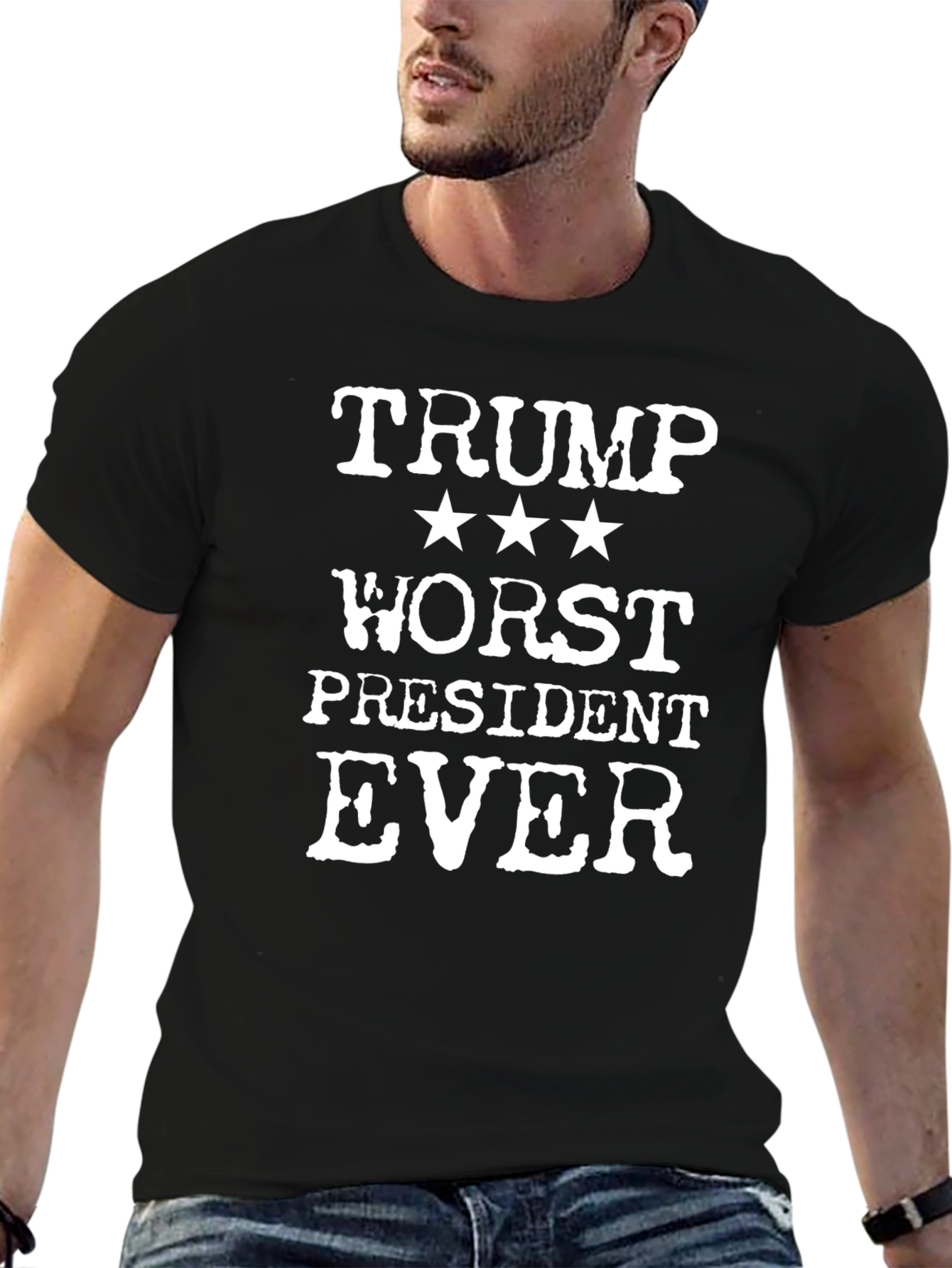 Black Trump Worst President Ever Graphic Tee view 6