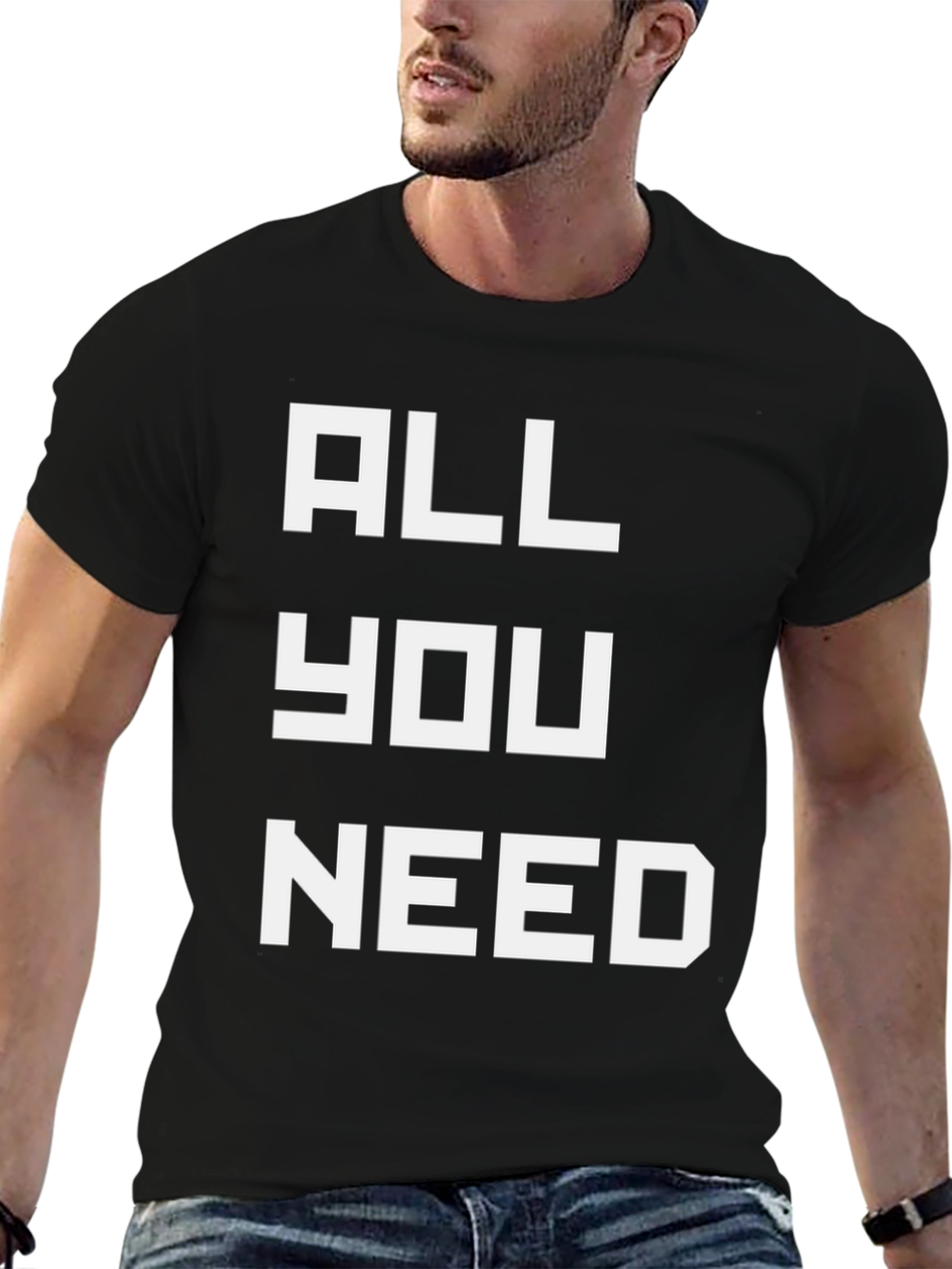 Black All You Need Graphic Tee - Black Cotton Comfort view 6