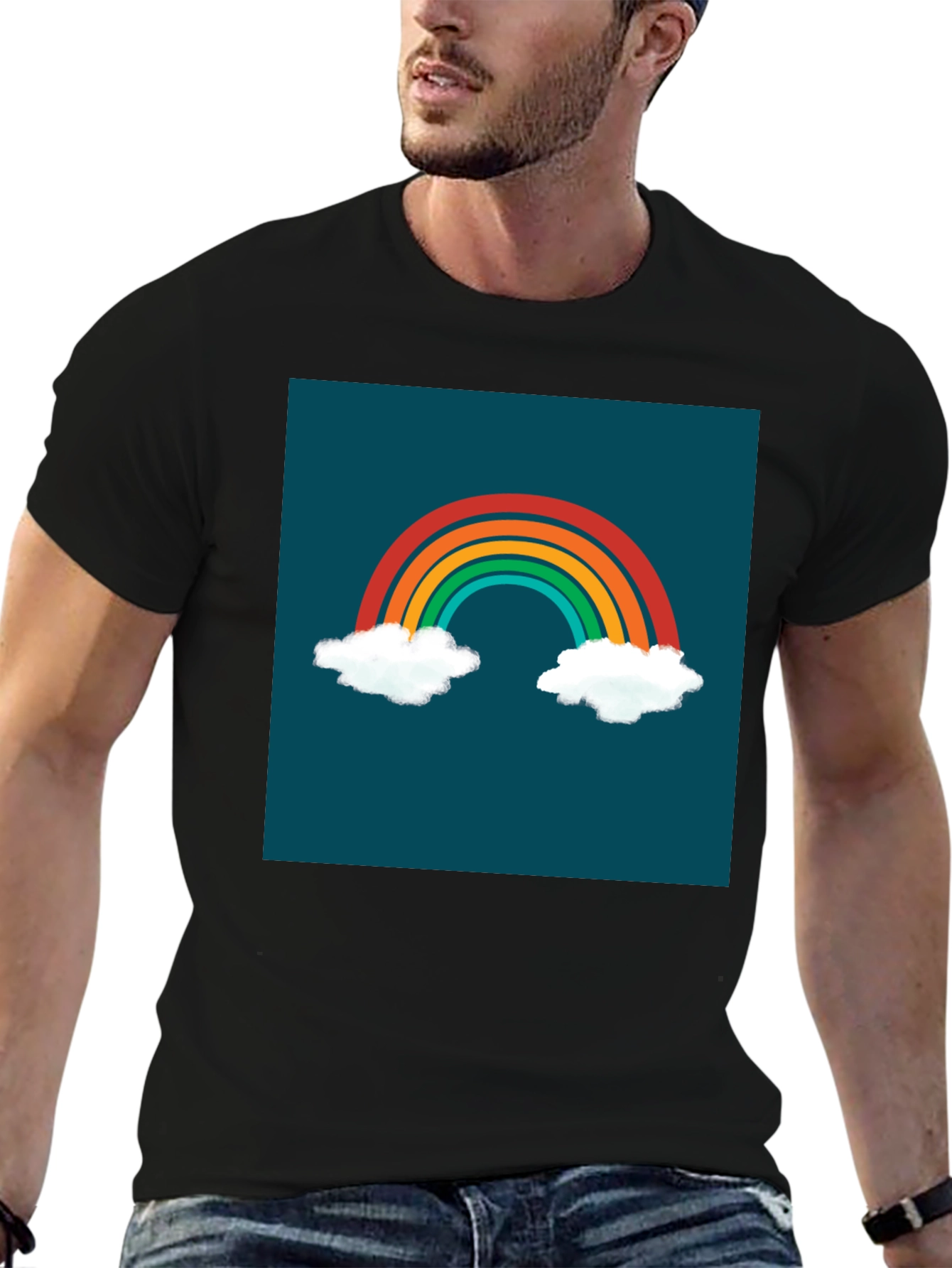 Black Rainbow Cloud Graphic Tee - Stylish & Unique! view 6