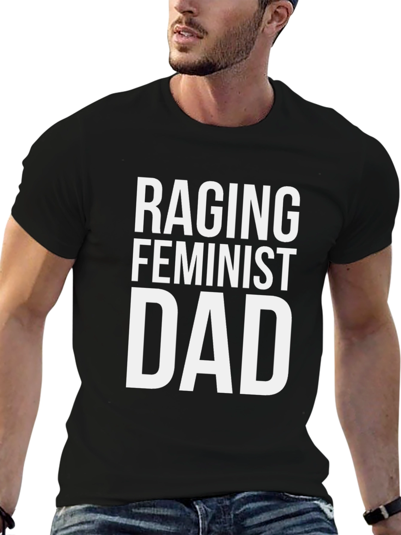 Black Raging Feminist Dad T-Shirt - Bold Statement Tee view 6