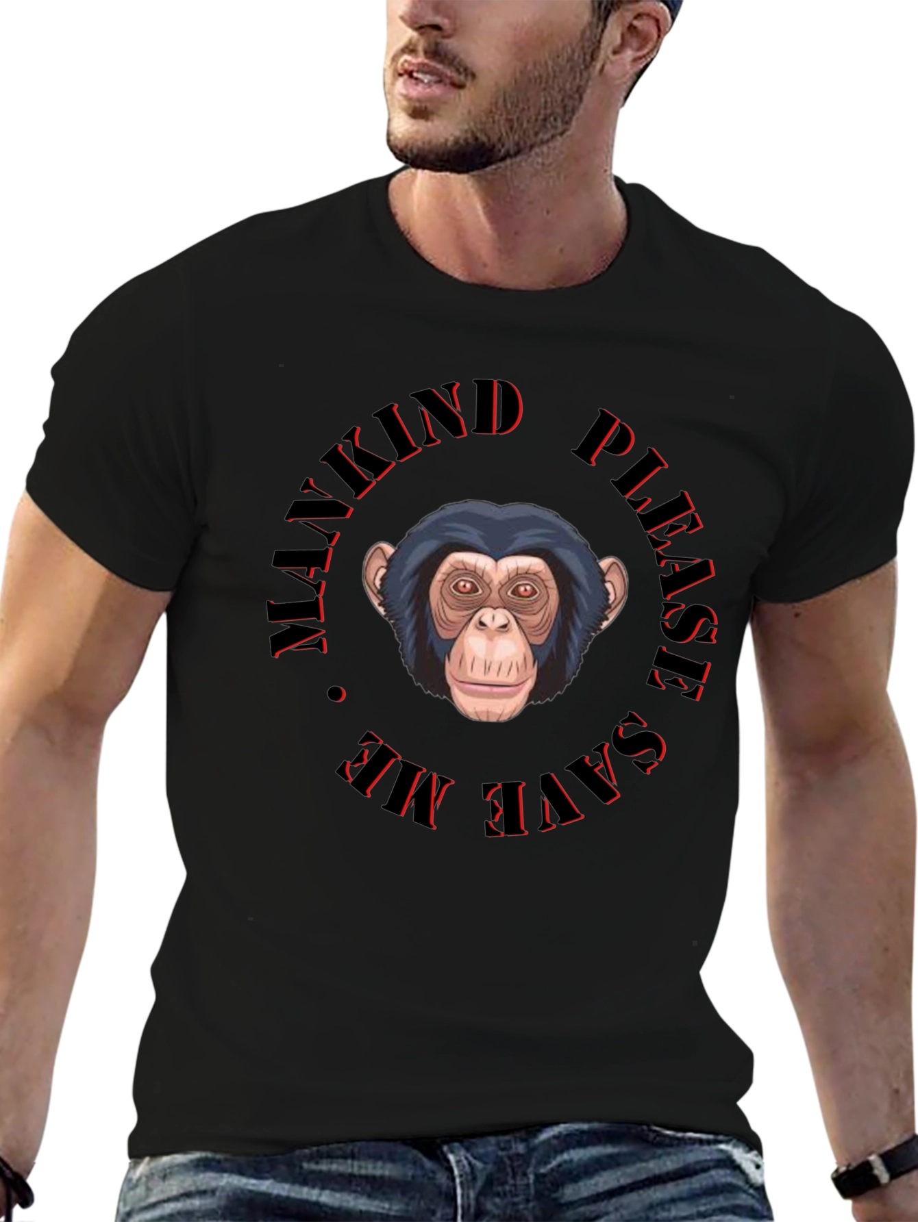 Black Save the Apes Graphic T-Shirt view 6