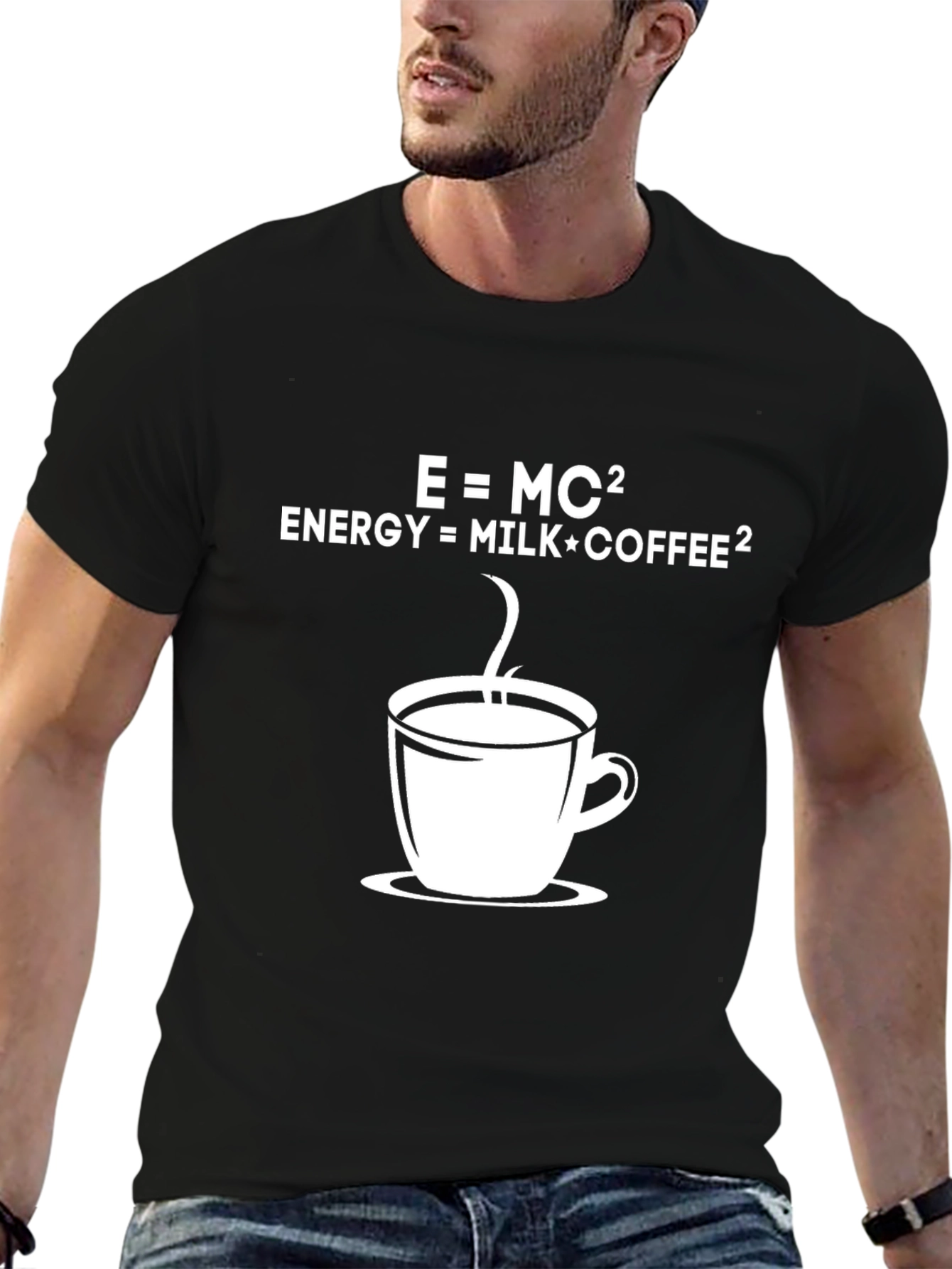 Black Coffee Equation T-Shirt - Energy = Milk*Coffee² view 6