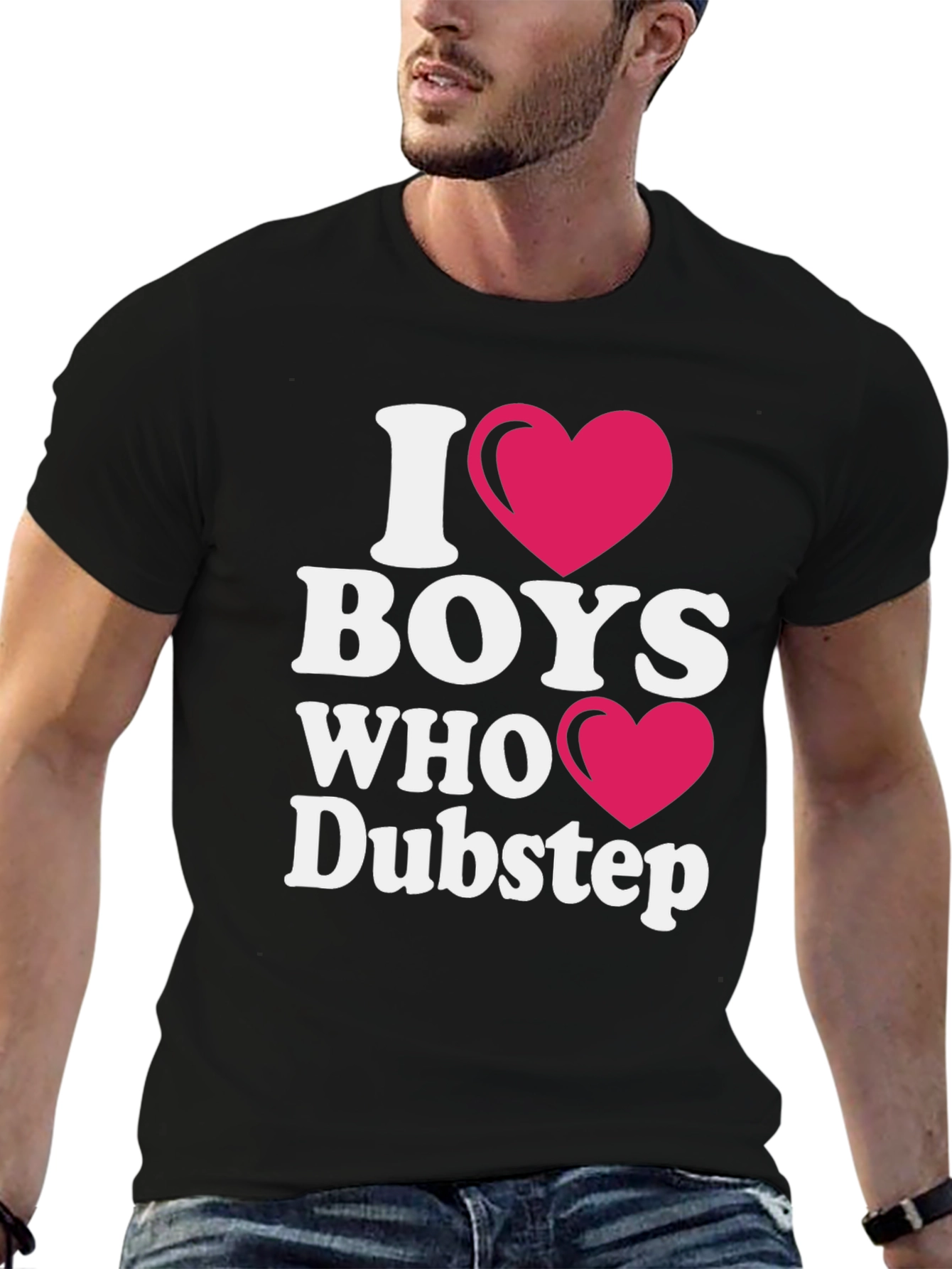 Black I Love Boys Who Like Dubstep T-Shirt view 6