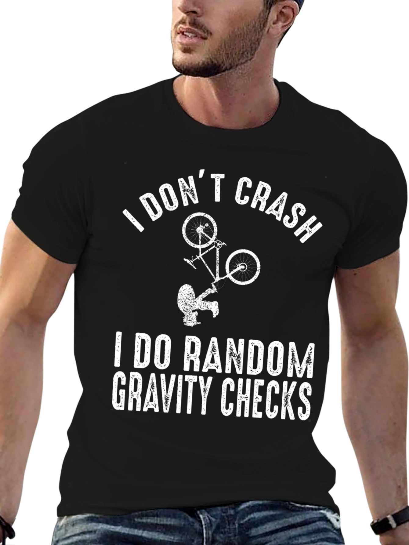 Black I Don't Crash Gravity Checks Graphic Tee view 6