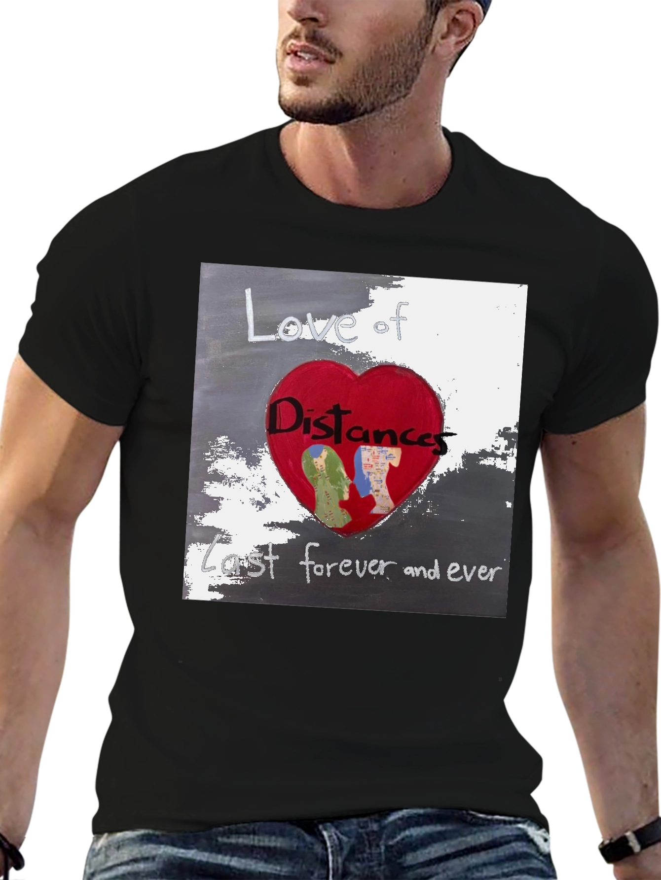 Black Love of Distances Black T-Shirt view 6