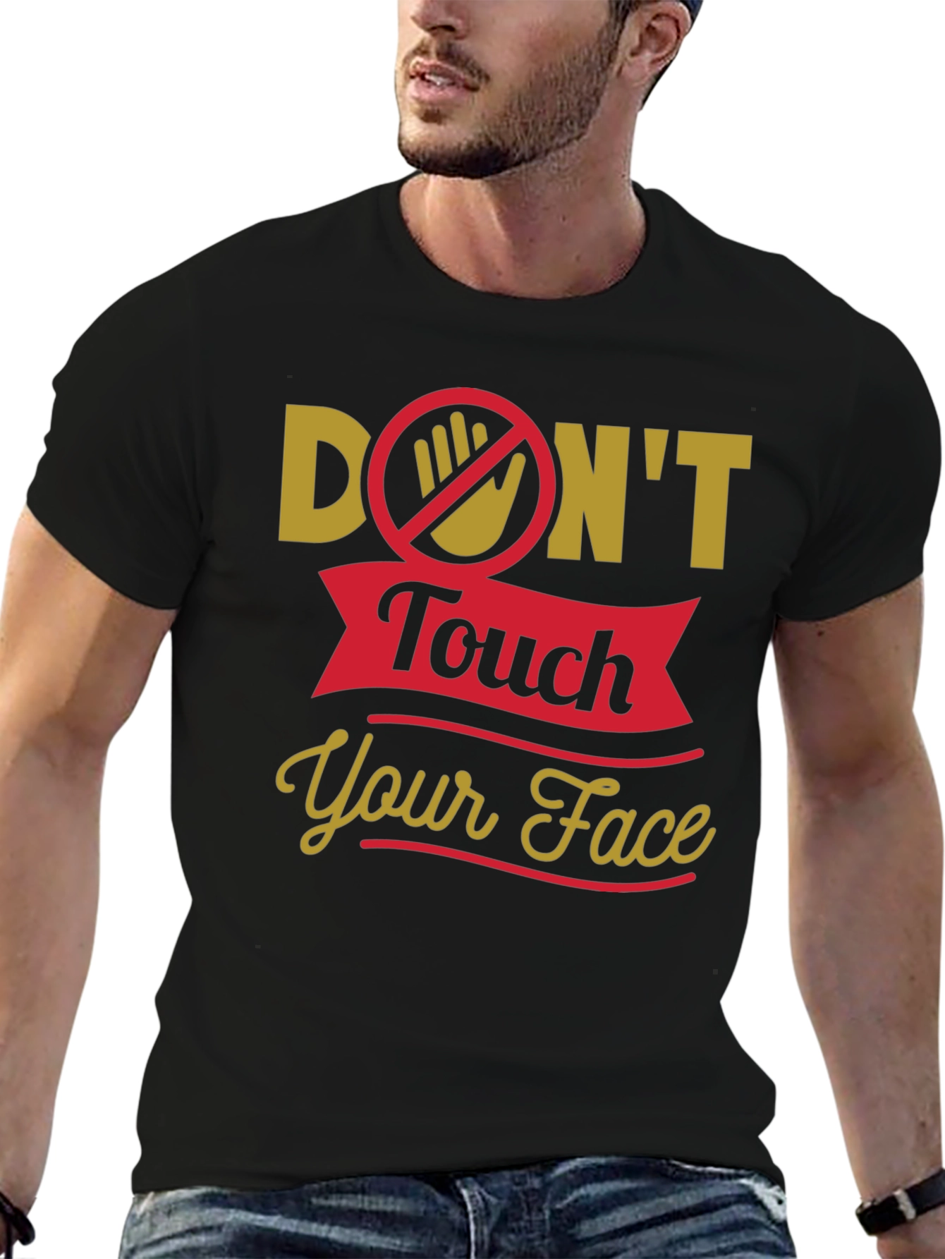 Black Don't Touch Your Face T-Shirt view 6