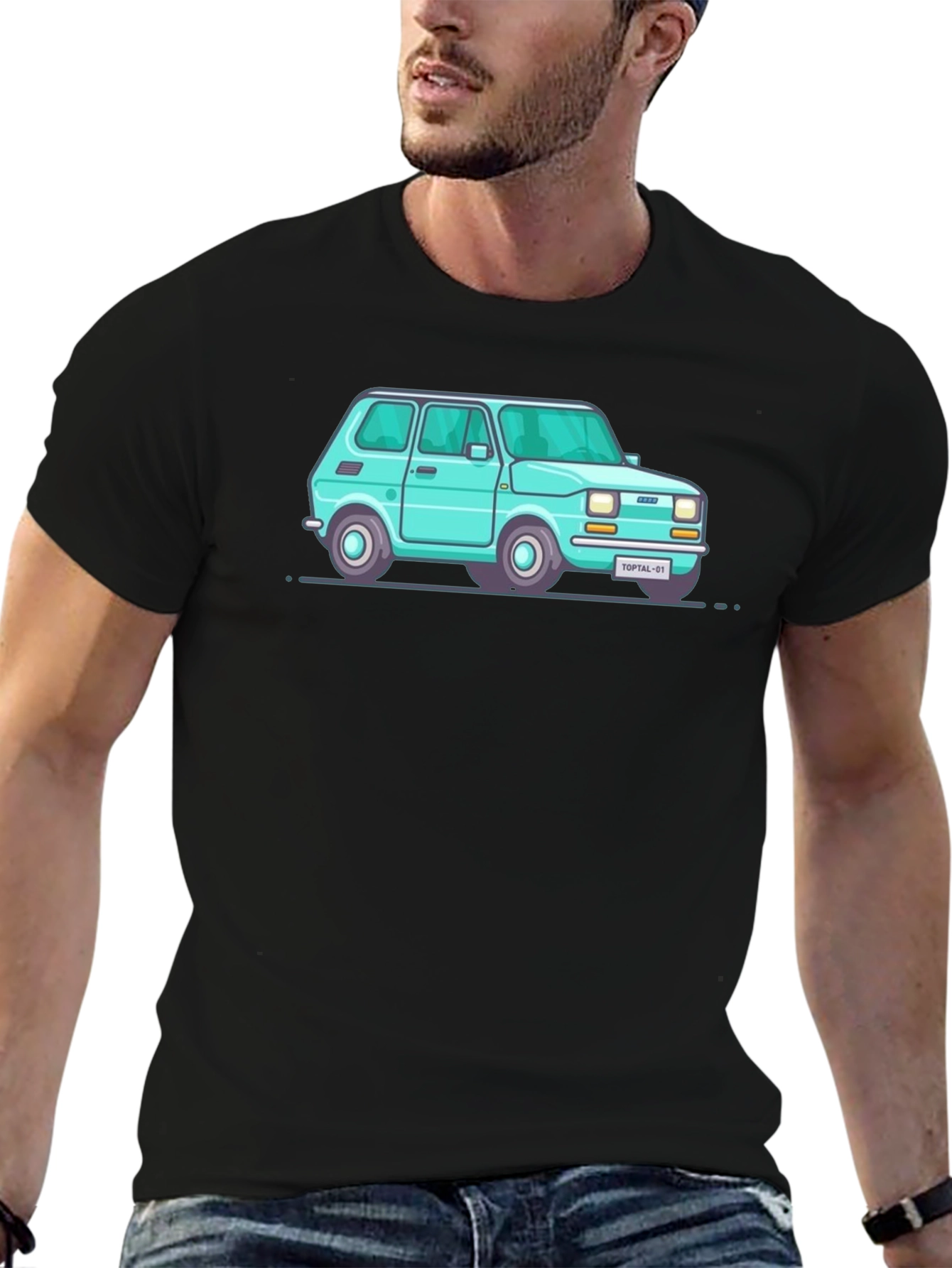 Black Retro Car T-Shirt - Cool & Unique Design view 6