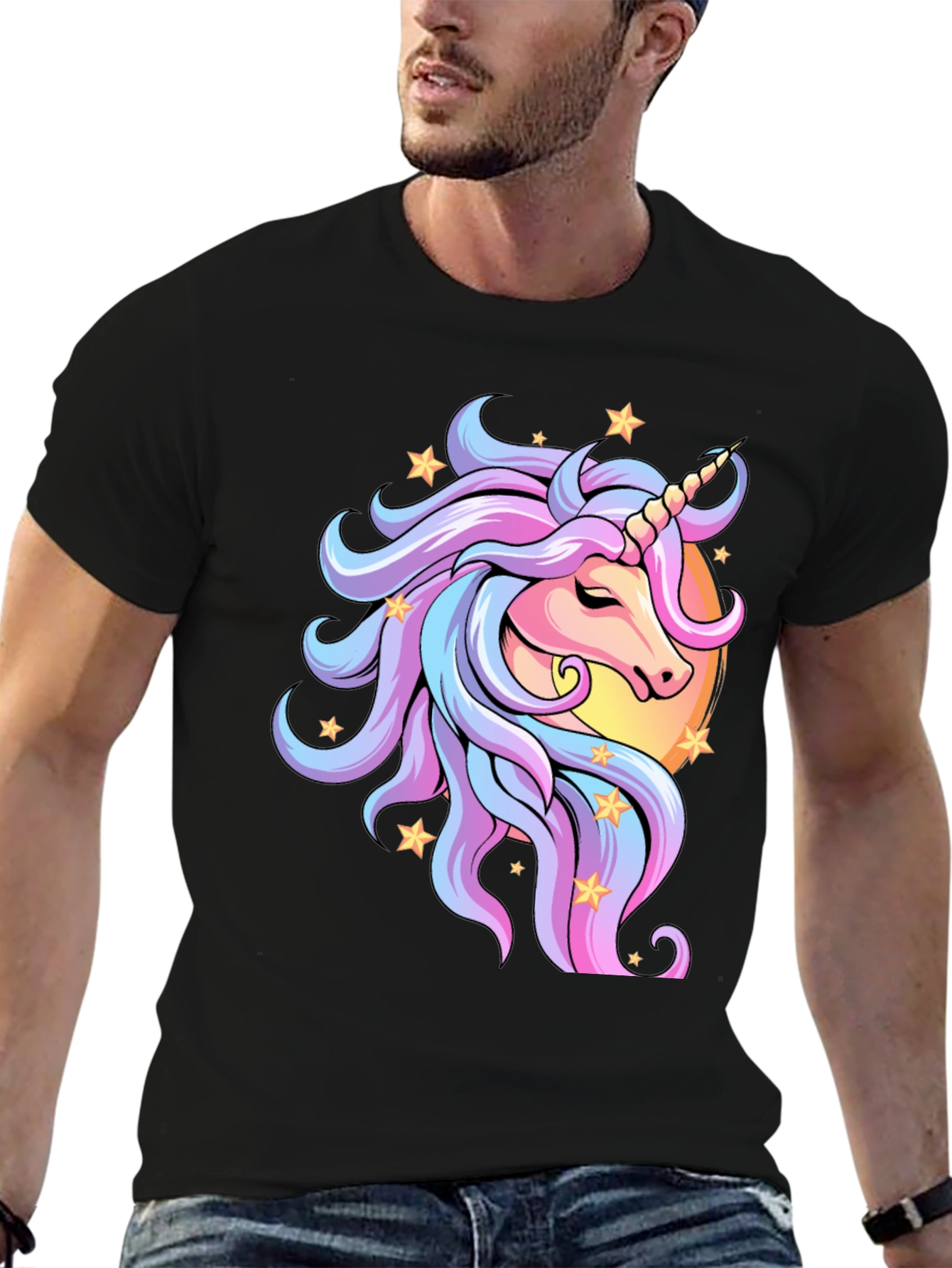 Black Unicorn Graphic Tee - Magical Pastel Design view 6