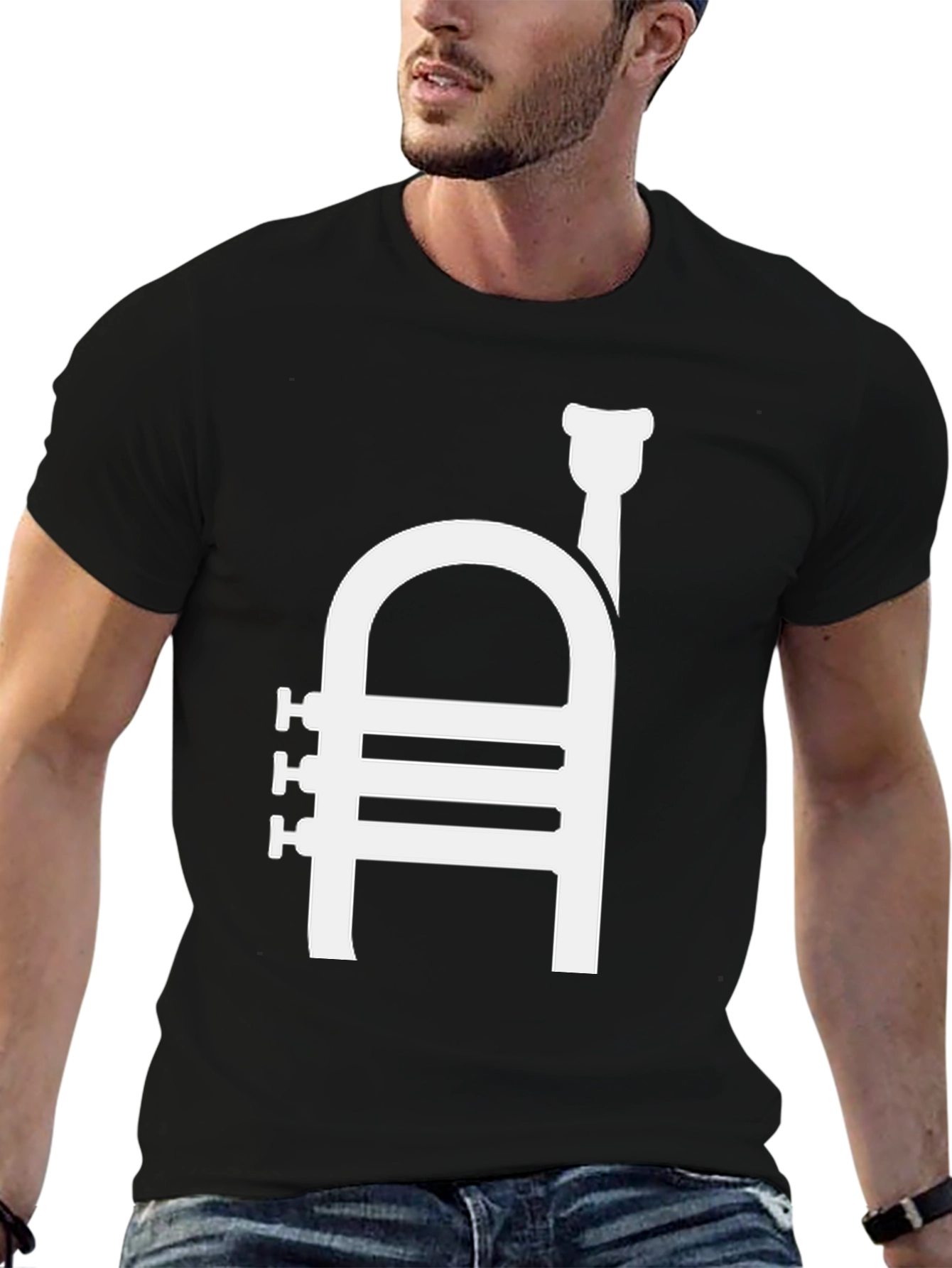 Black Trumpet Graphic T-Shirt | Musician Tee view 6