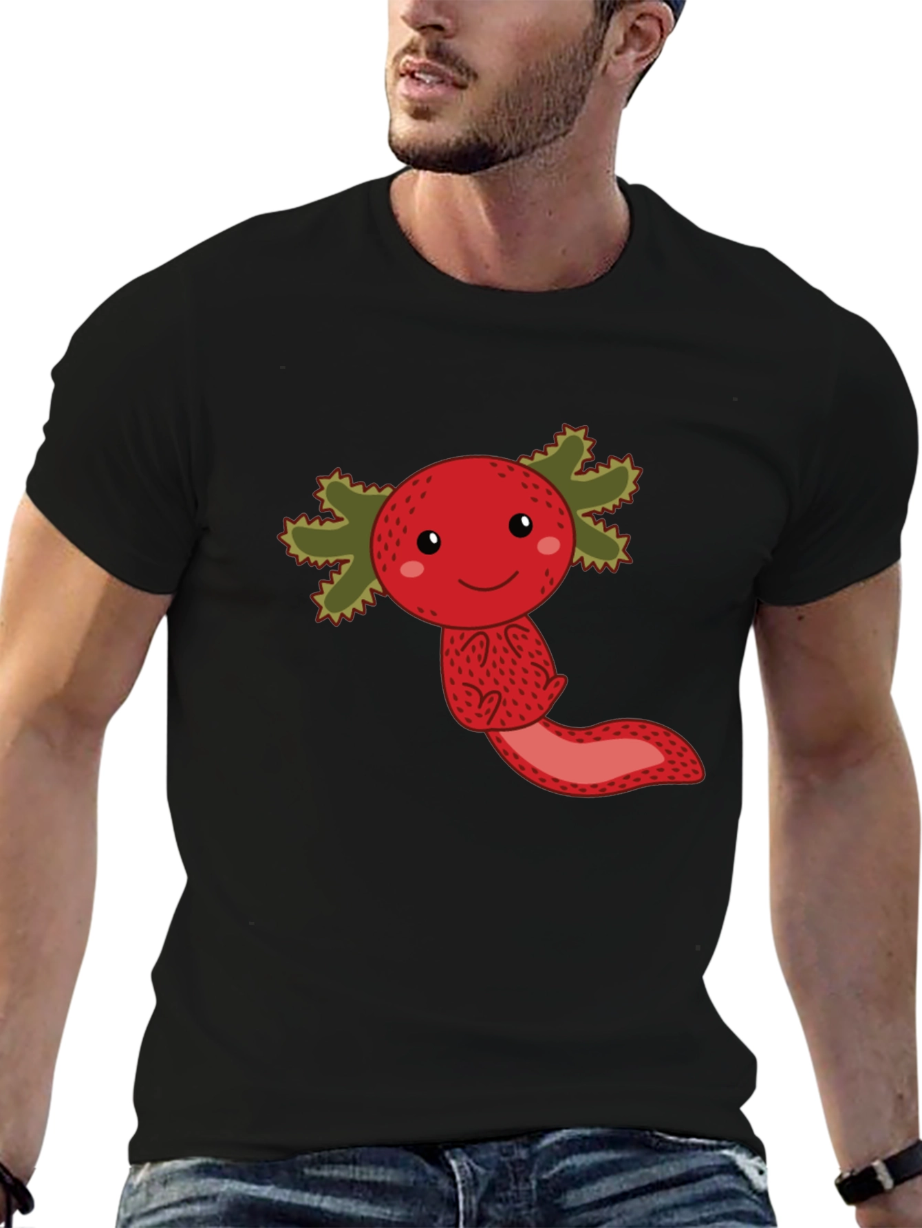Black Strawberry Axolotl Graphic Tee - Unisex view 6