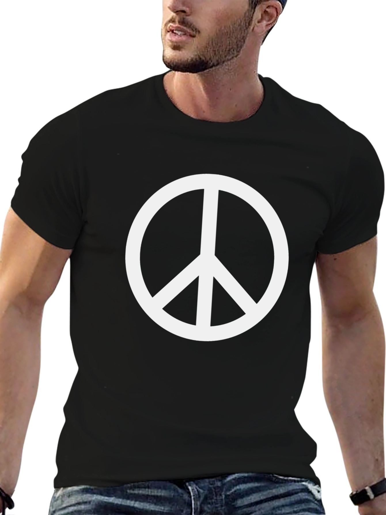 Black Peace Sign T-Shirt - Mens Graphic Tee view 6