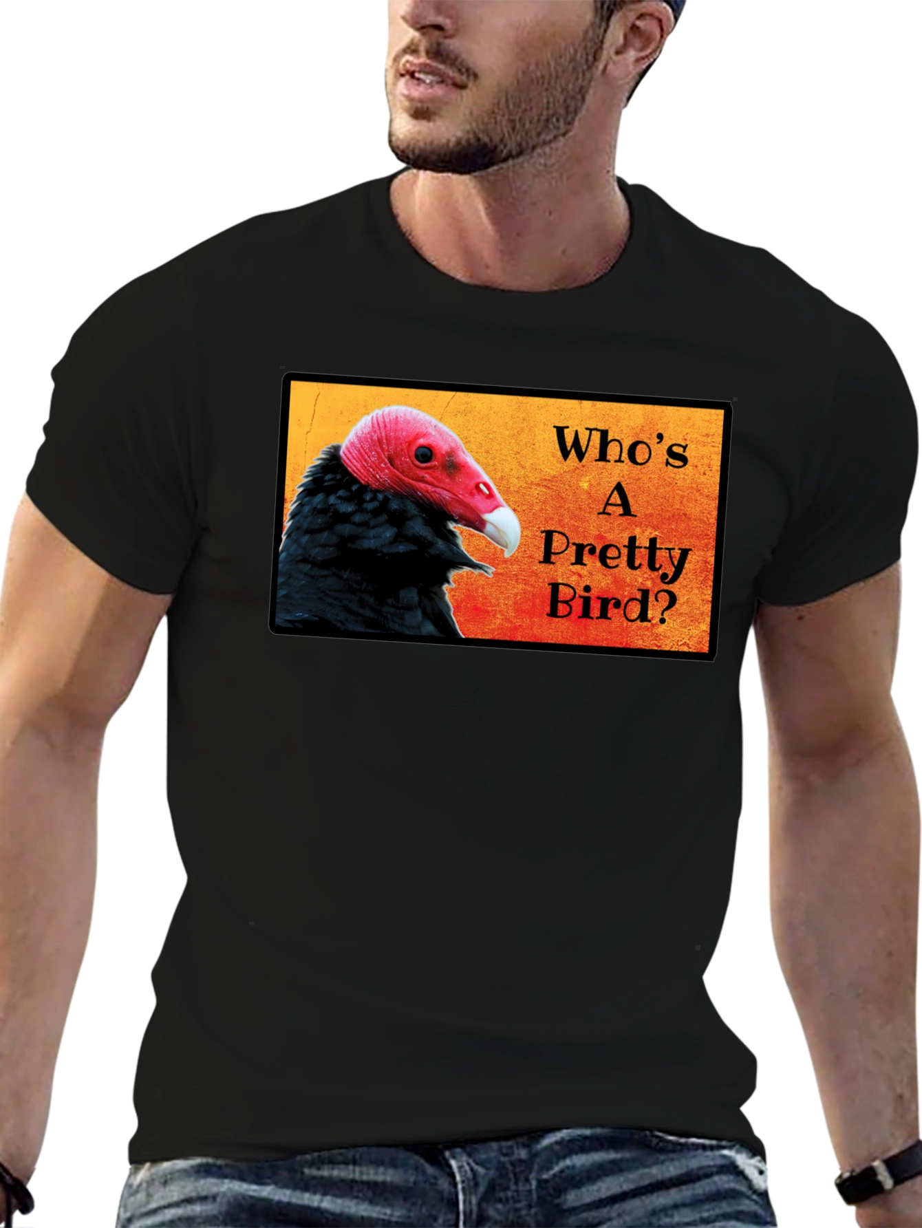Black Who's a Pretty Bird? Vulture Graphic T-Shirt view 6