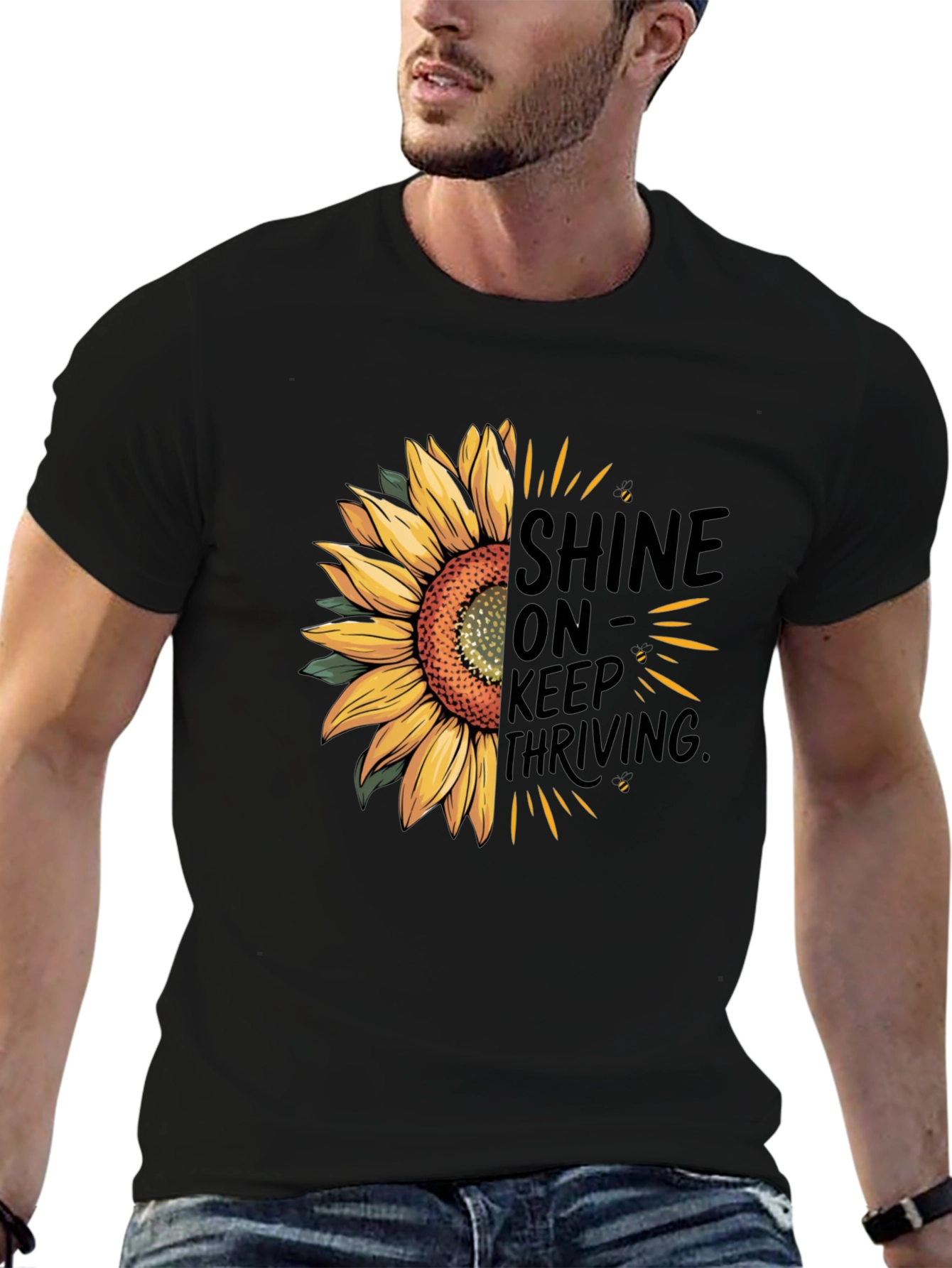 Black Sunflower Shine On Graphic Tee - Unisex view 6
