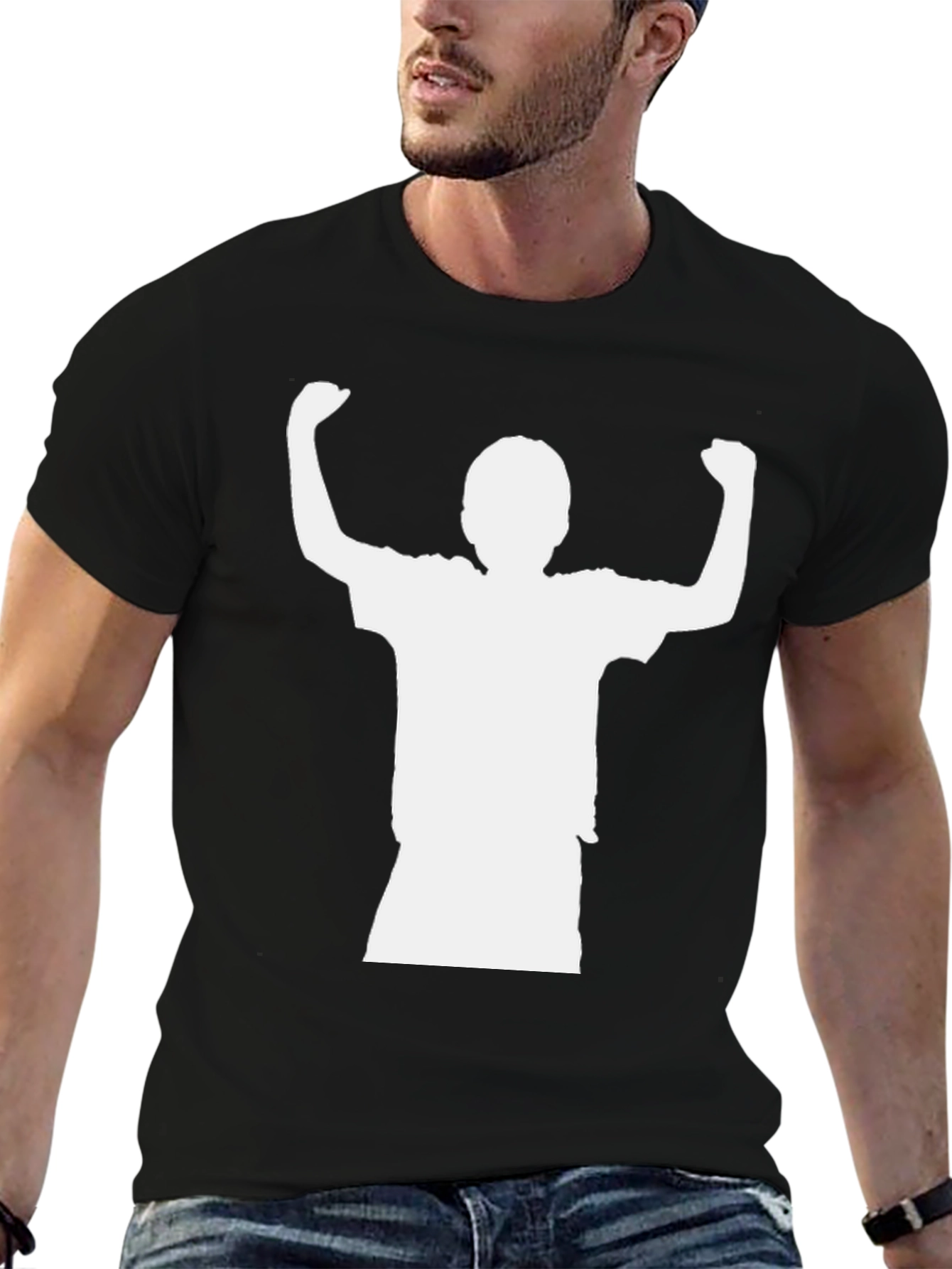Black Black T-Shirt with Silhouette Print view 6
