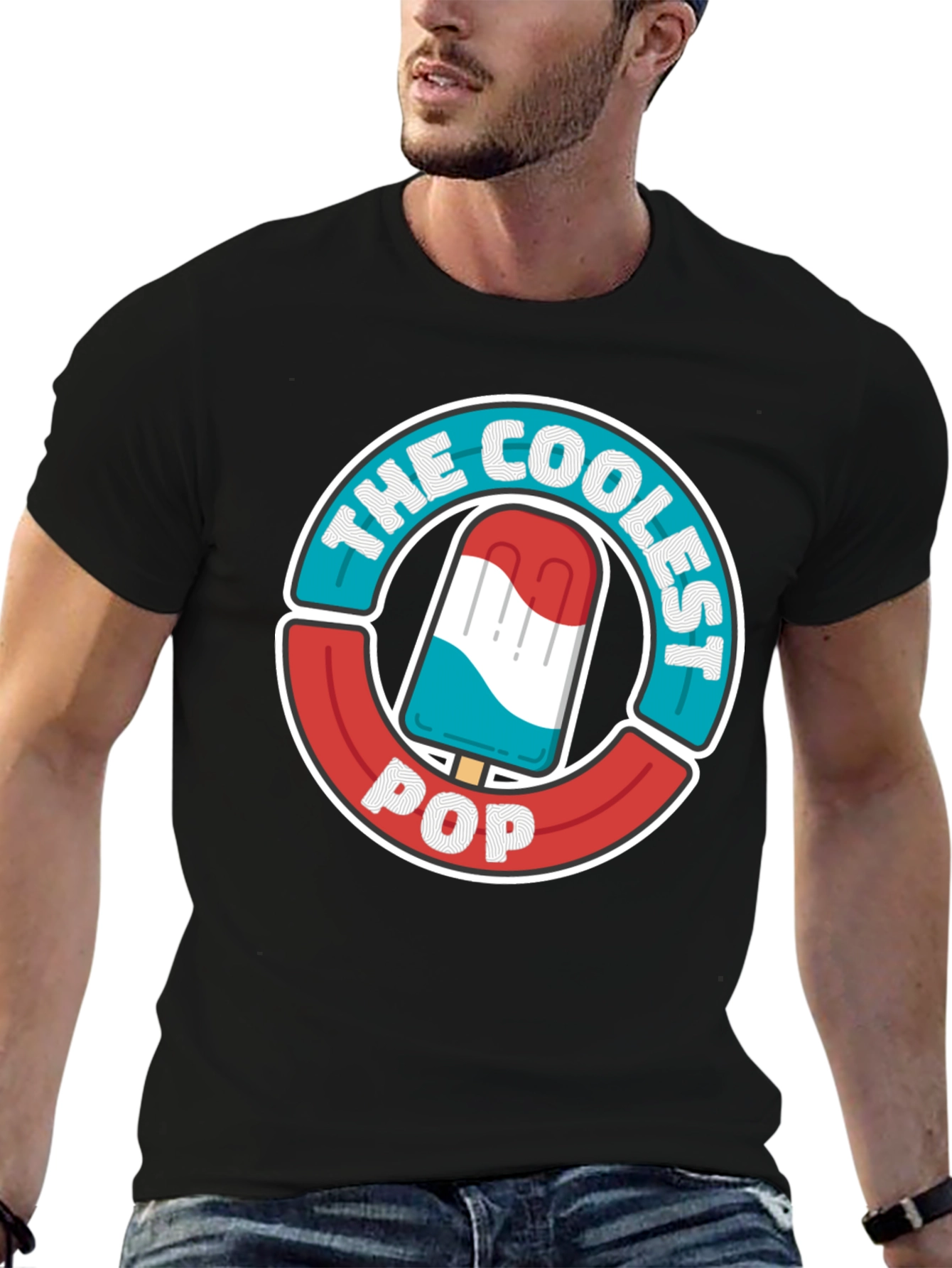 Black The Coolest Pop T-Shirt - Patriotic Popsicle Design view 6
