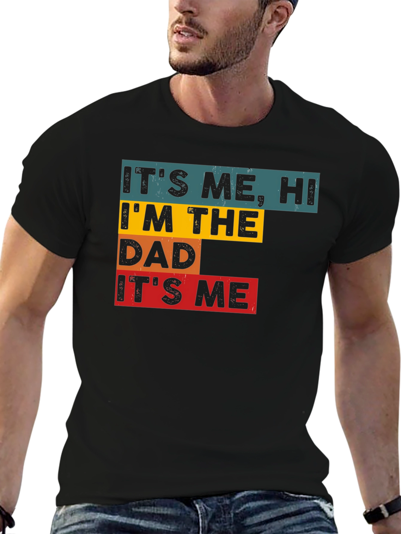 Black It's Me, Hi, I'm The Dad, It's Me - Men's Graphic Tee view 6