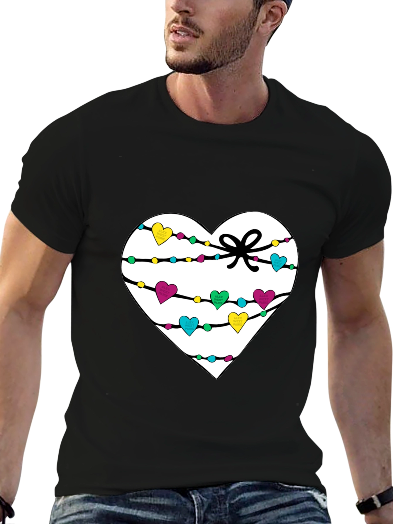 Black Heart Lights T-Shirt - Men's Black Tee view 6
