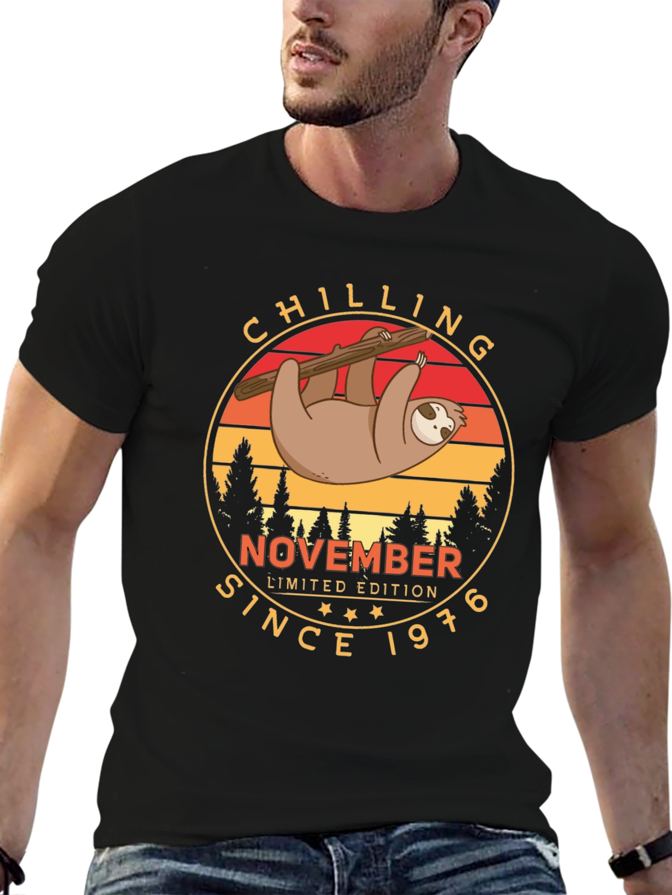 Black Chilling Sloth November 1976 Limited Edition T-Shirt view 6