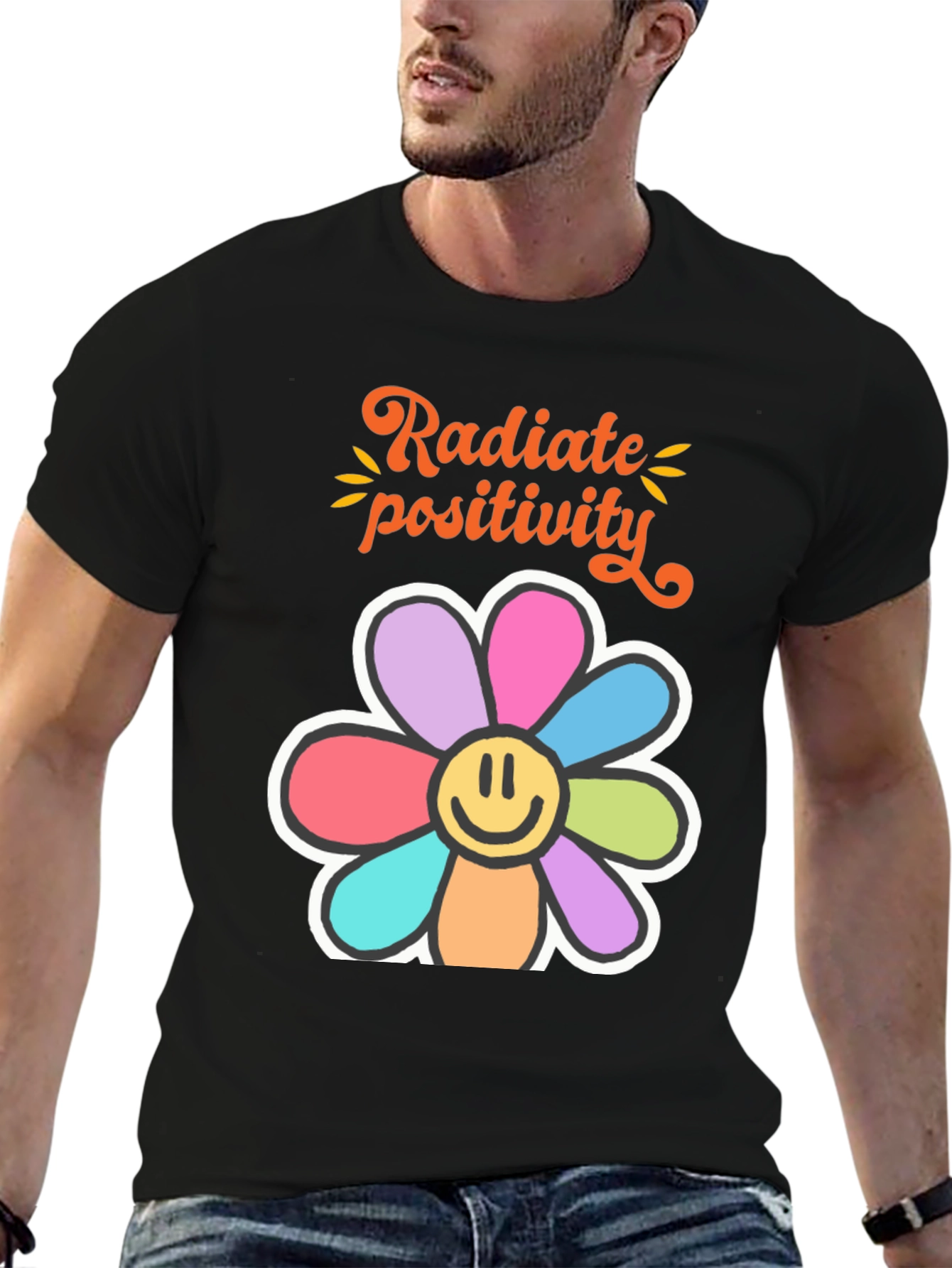 Black Radiate Positivity Graphic T-Shirt view 6