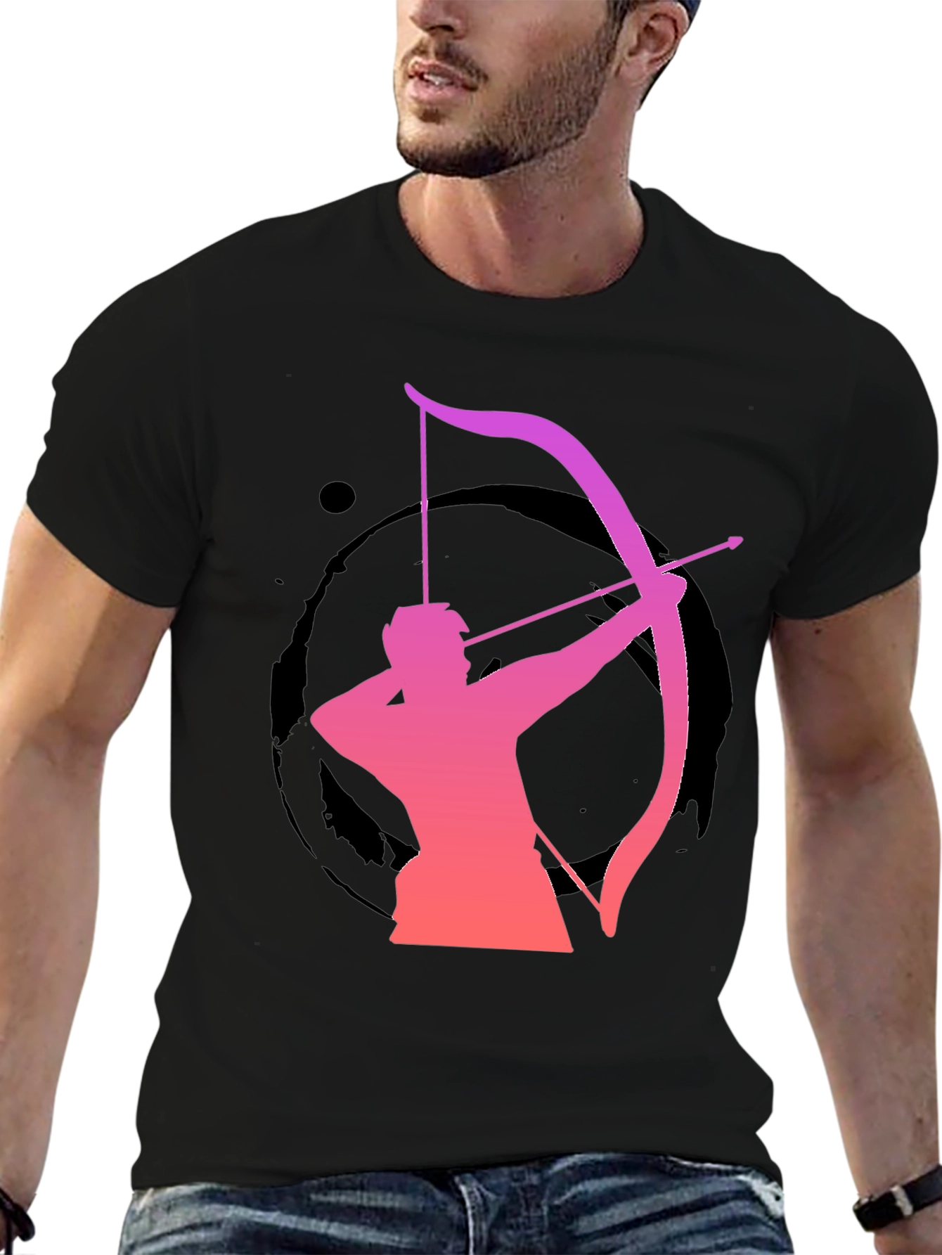 Black Archery Silhouette Graphic T-Shirt - Black view 6