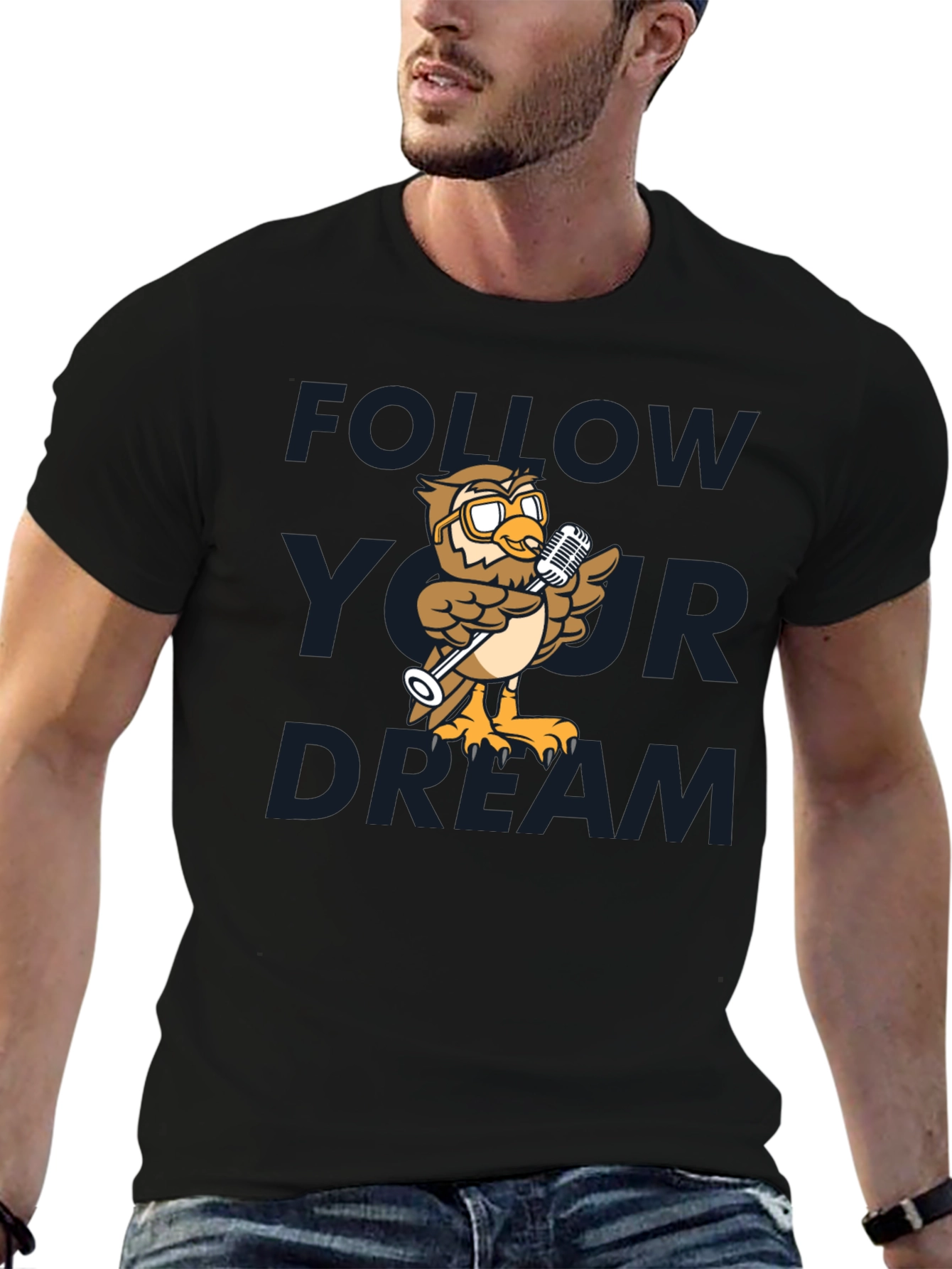 Black Follow Your Dream Owl T-Shirt view 6