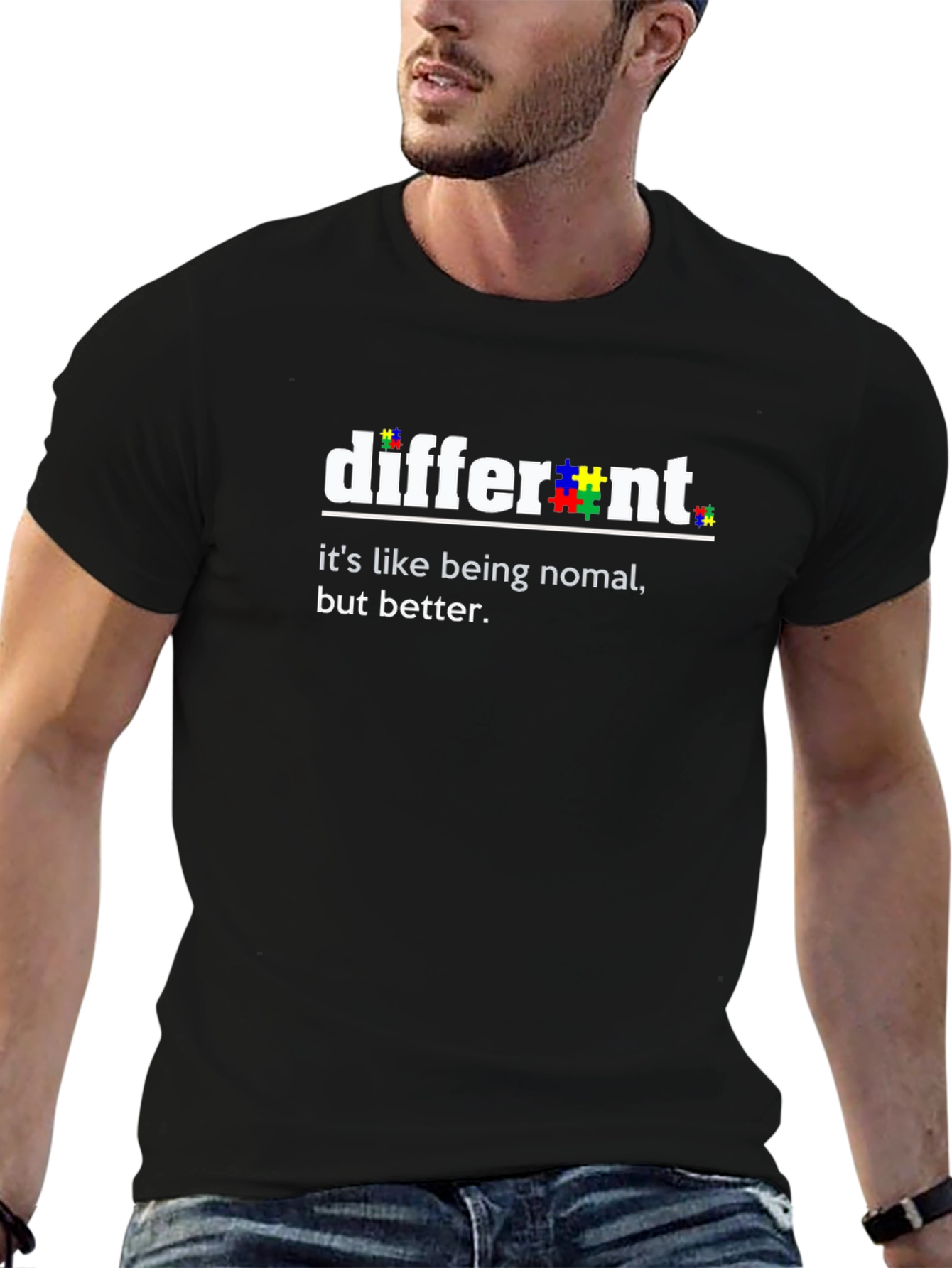 Black Different Autism Awareness T-Shirt view 6