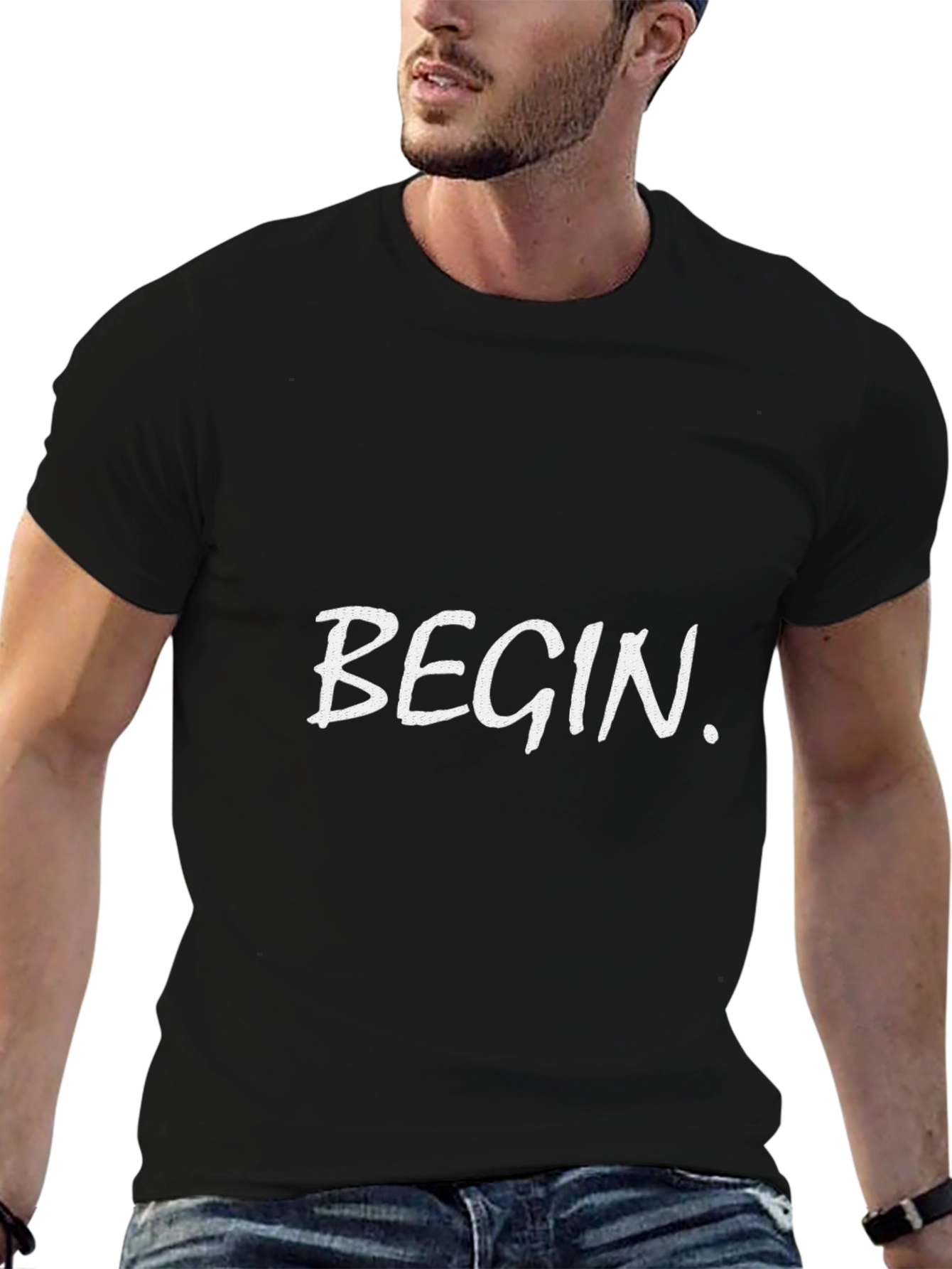 Black Begin T-Shirt - Motivational Tee view 6