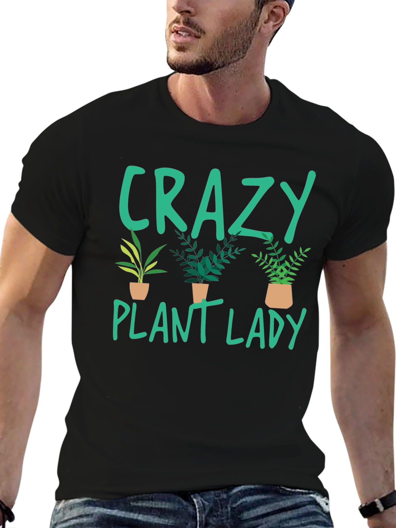 Black Crazy Plant Lady T-Shirt - Plant Lover Gift view 6