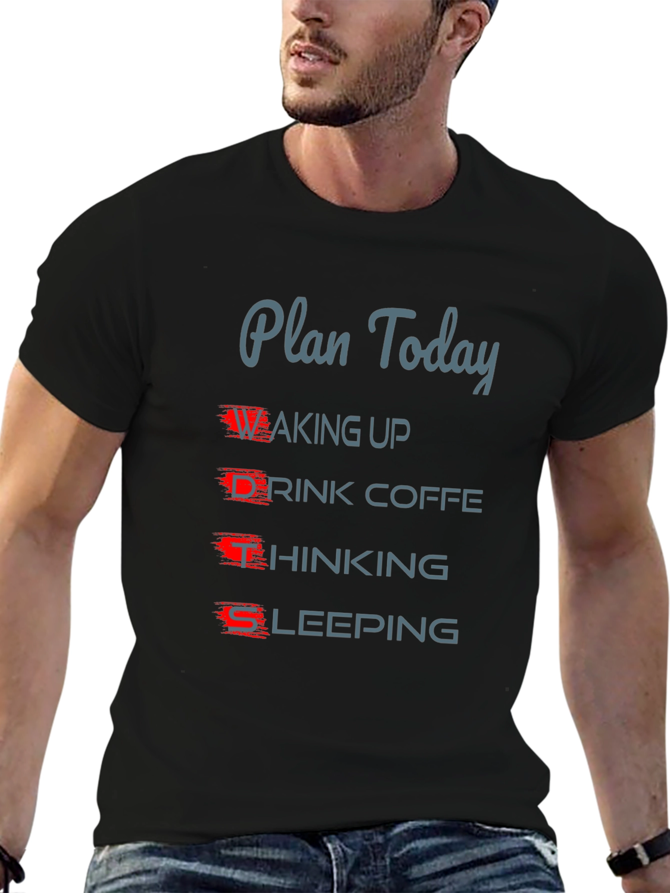 Black Plan Today Funny Graphic T-Shirt view 6