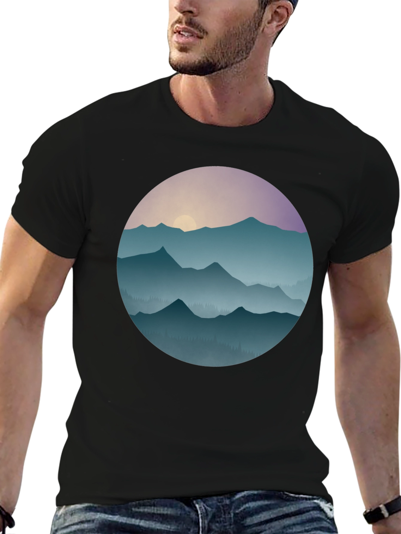 Black Mountain Sunset Graphic T-Shirt view 6