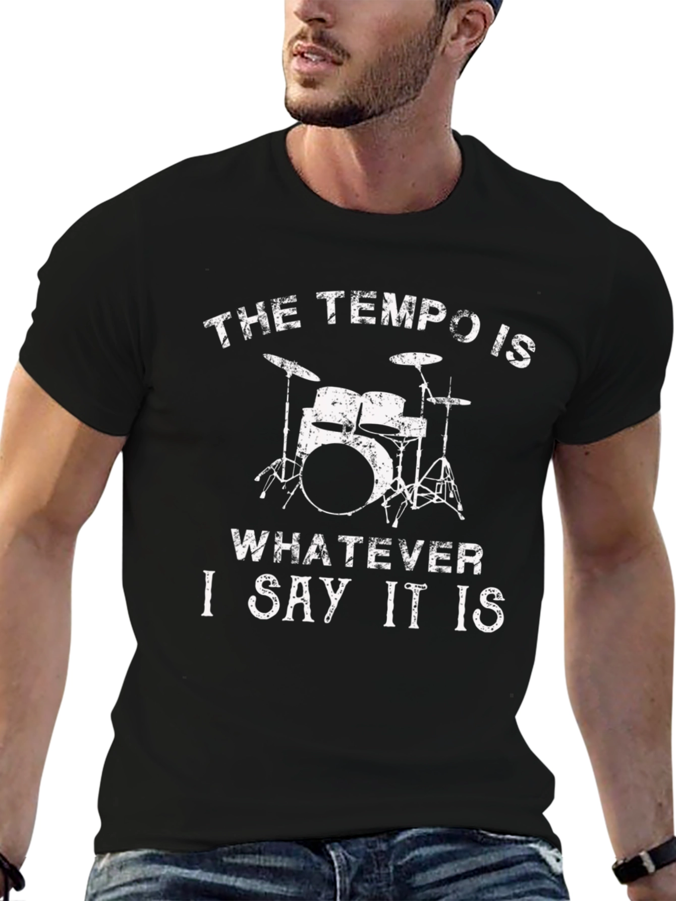 Black Tempo Drummer Graphic Tee - Black view 6
