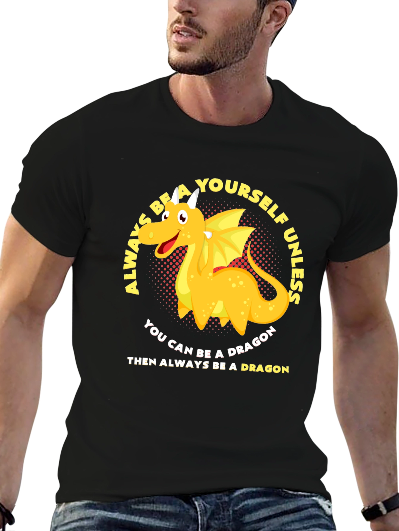 Black Be a Dragon T-Shirt: Unique Graphic Tee for Dragon Lovers view 6