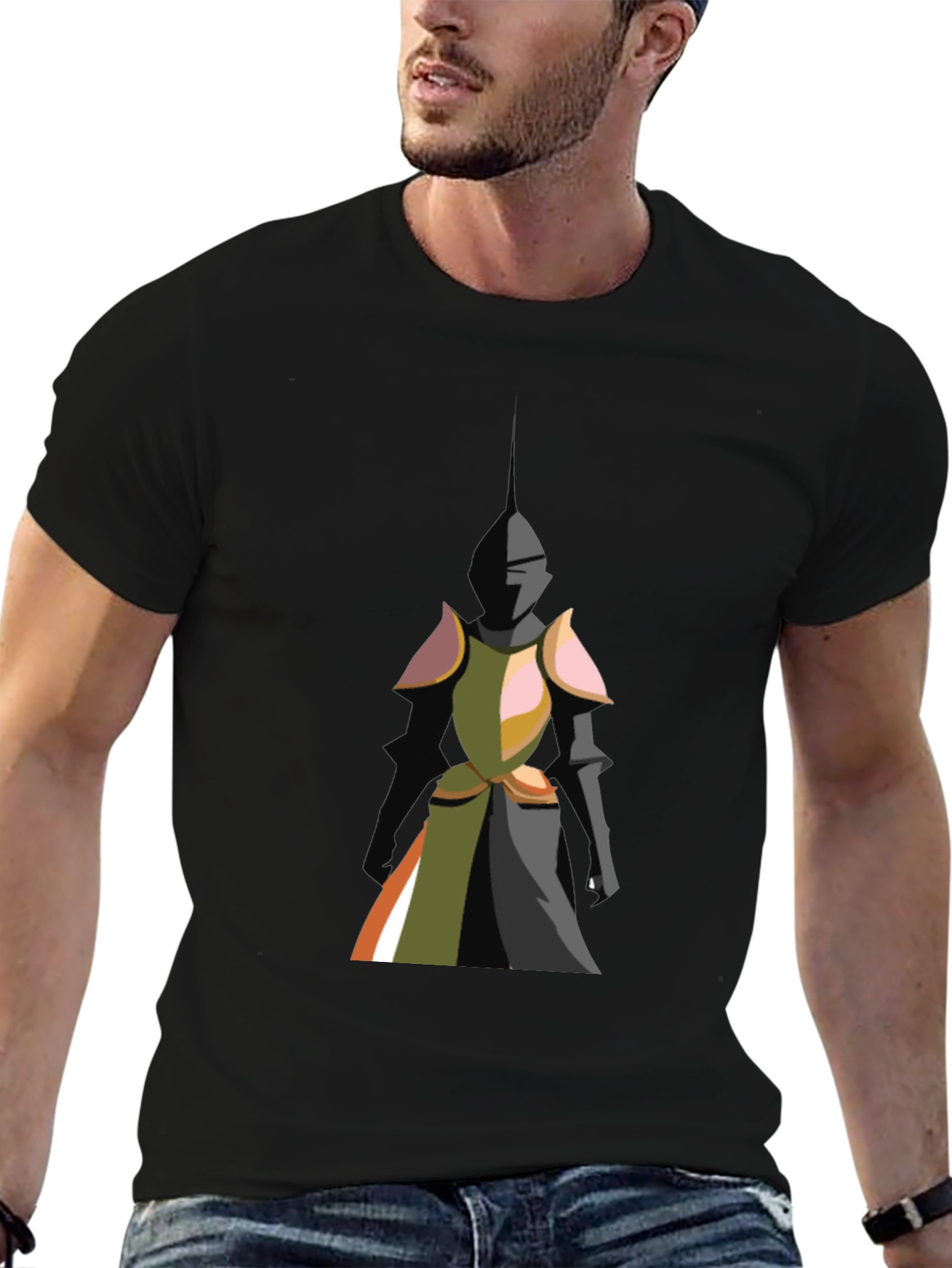 Black Knight Graphic Tee - Bold Black Cotton T-Shirt view 6