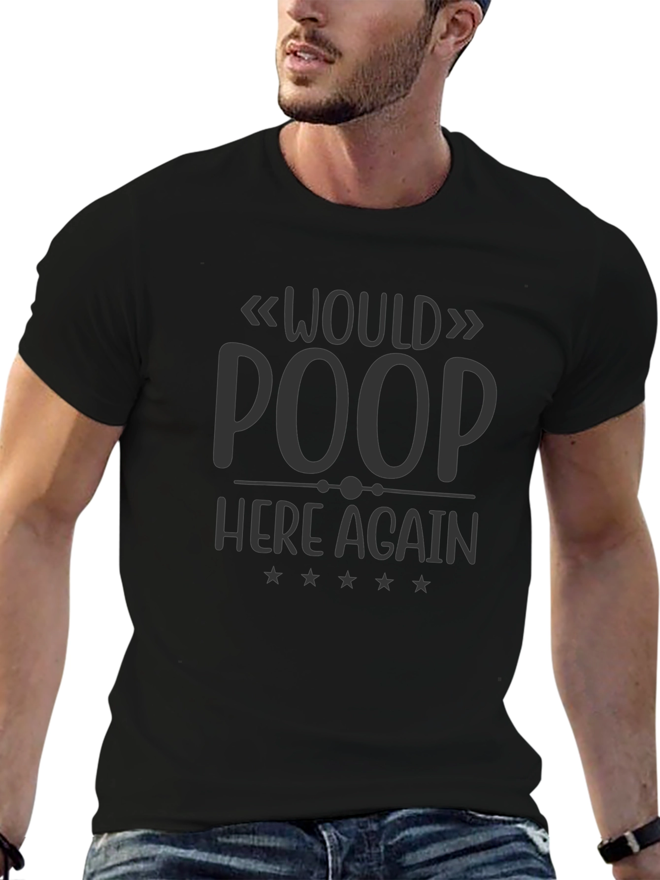 Black Would Poop Here Again Funny T-Shirt view 6
