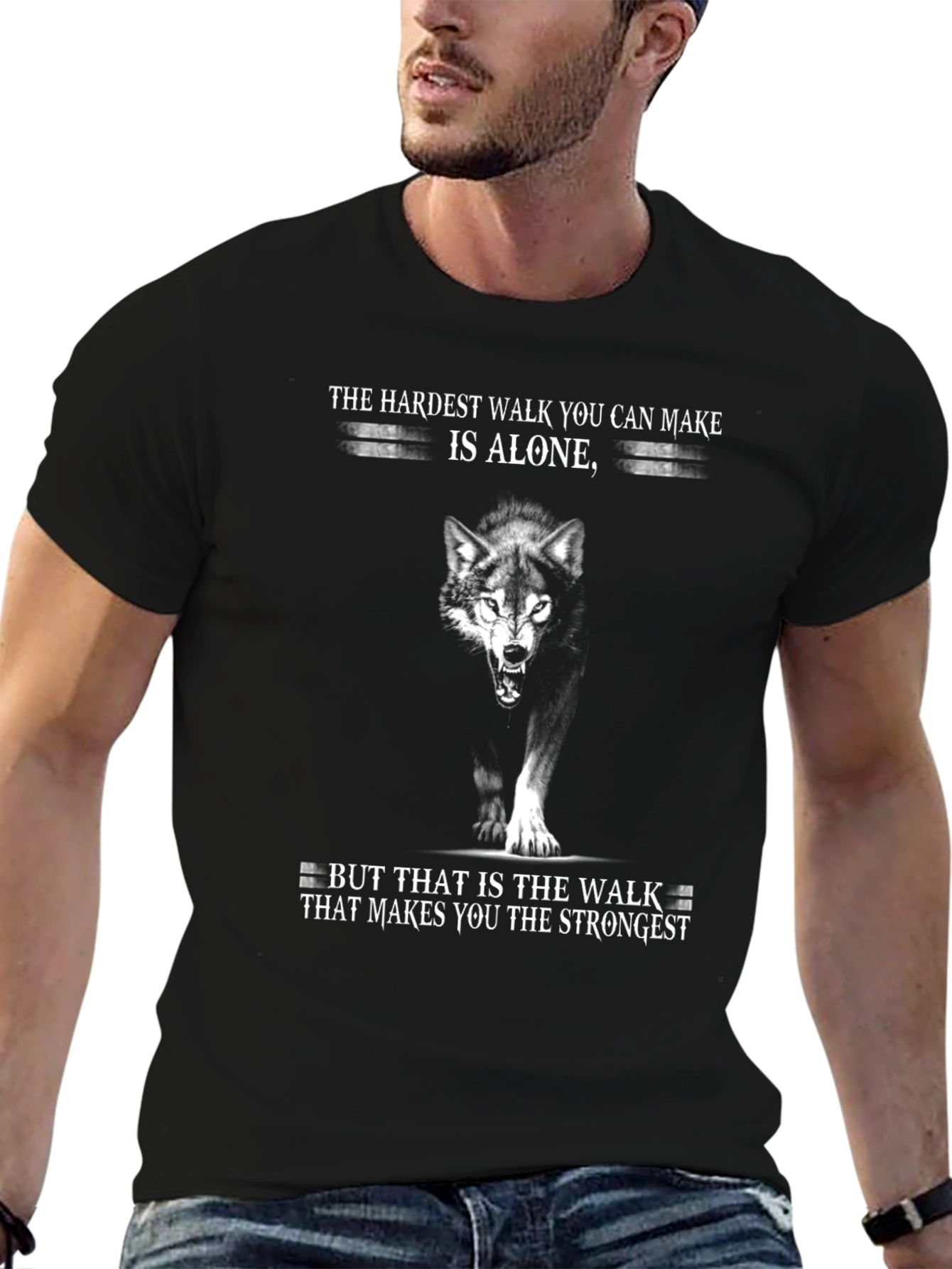 The Hardest Walk Wolf Graphic T-Shirt - 6