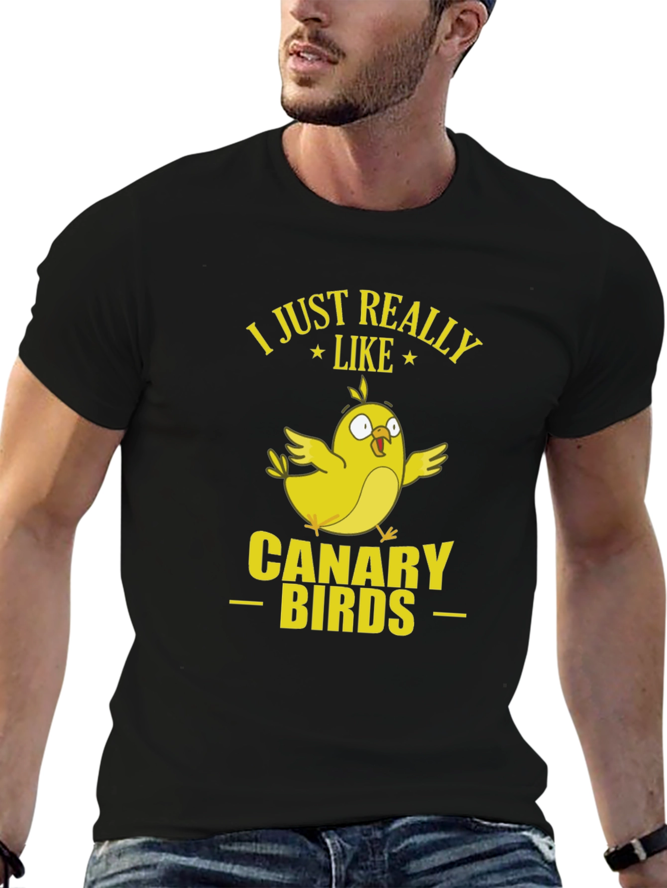 Black I Just Really Like Canary Birds Graphic T-Shirt view 6