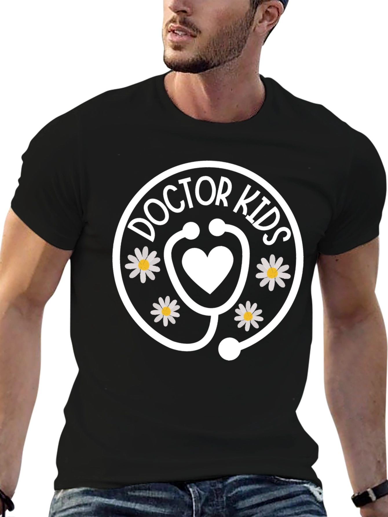 Black Doctor Kids T-Shirt - Heart Stethoscope Cute view 6