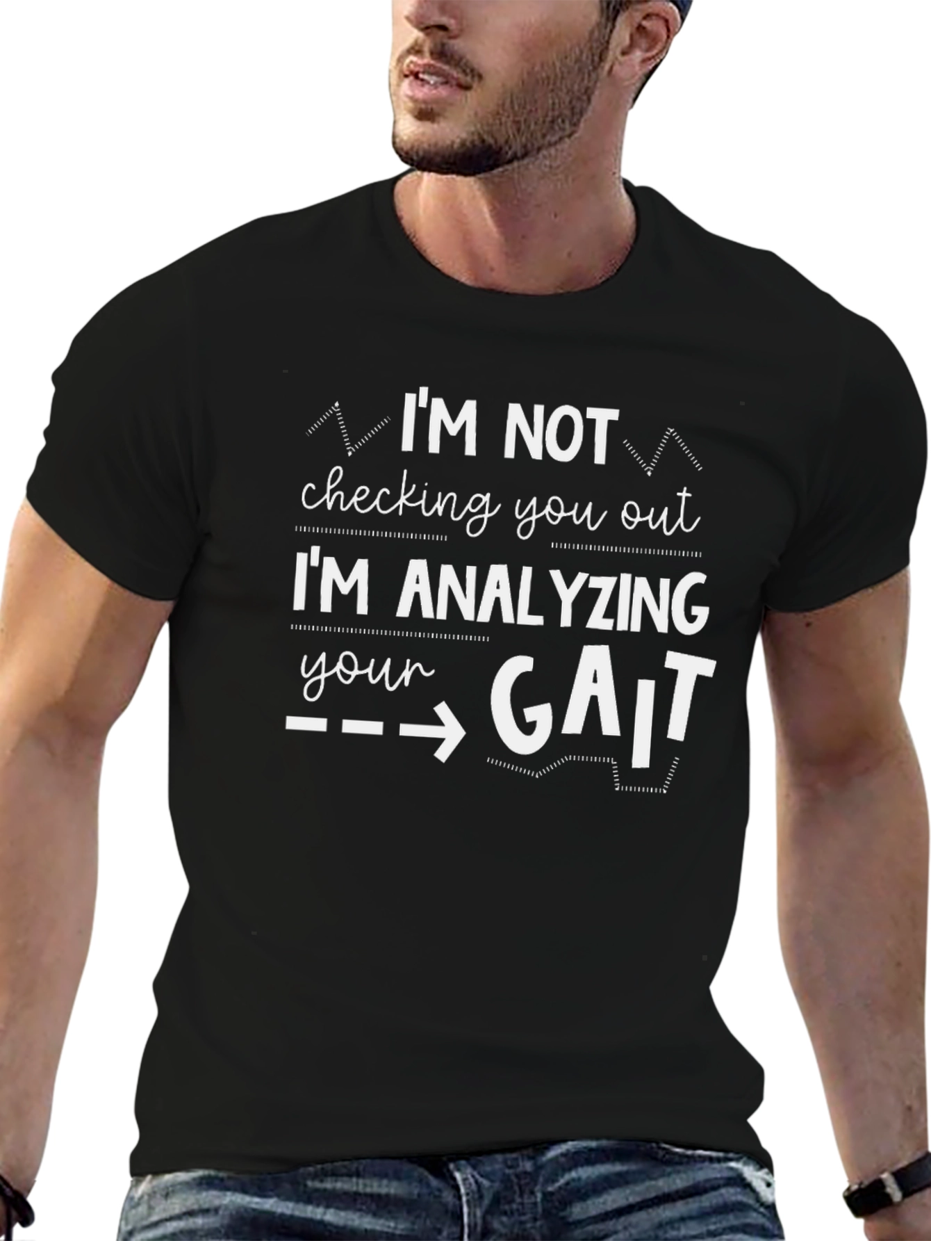 Black Analyzing Your Gait Funny Black T-Shirt view 6