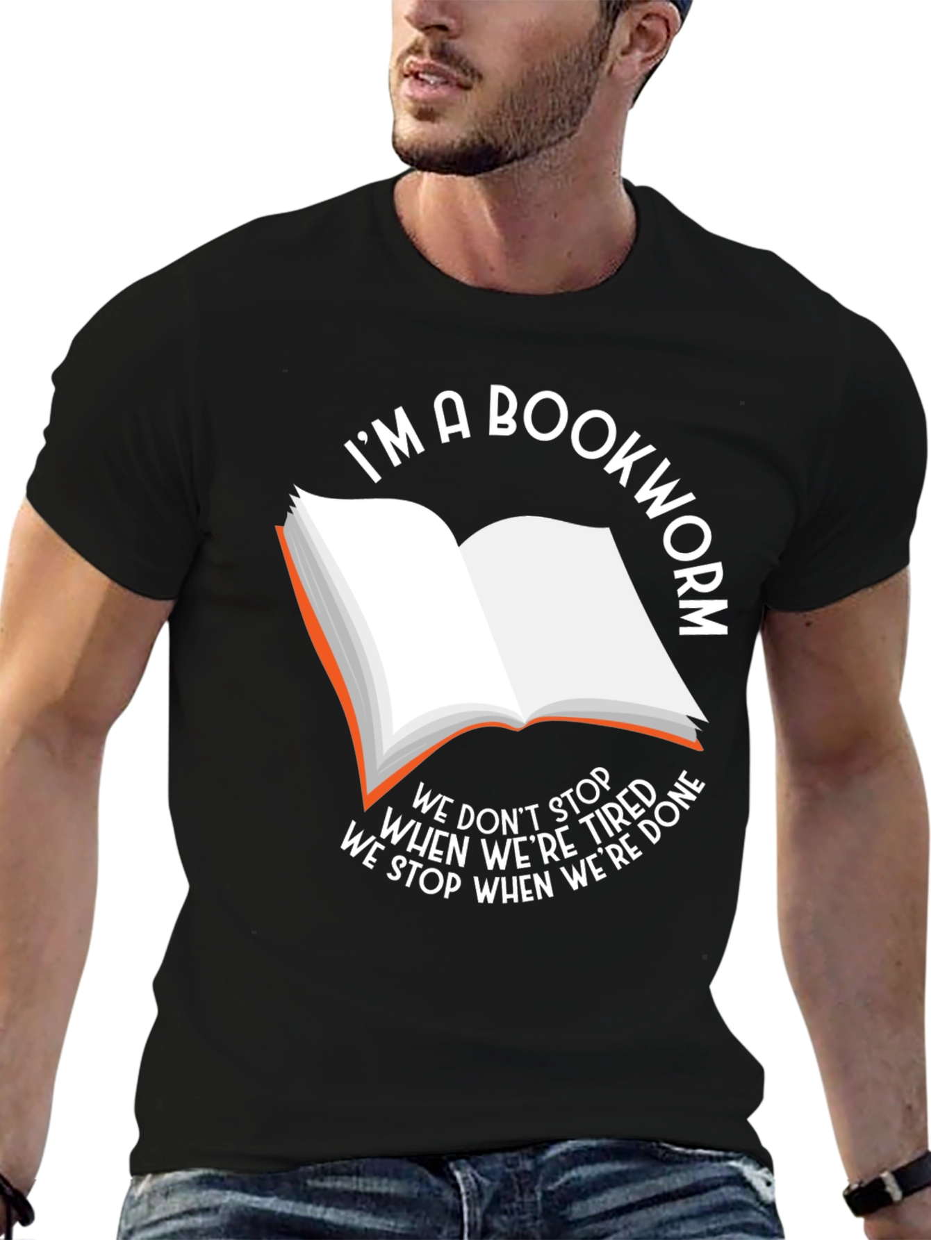 Black Bookworm T-Shirt - We Stop When We're Done view 6