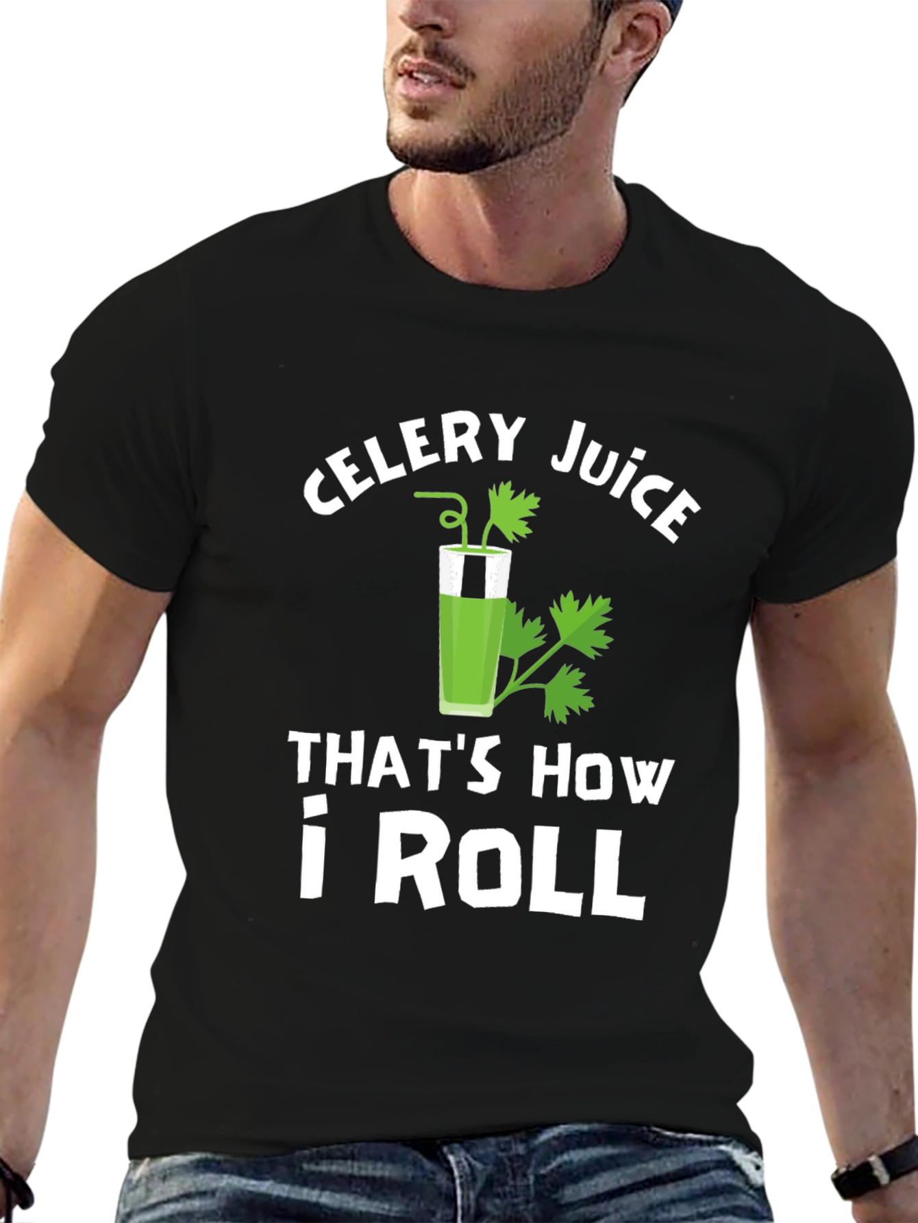 Black Celery Juice That's How I Roll T-Shirt view 6