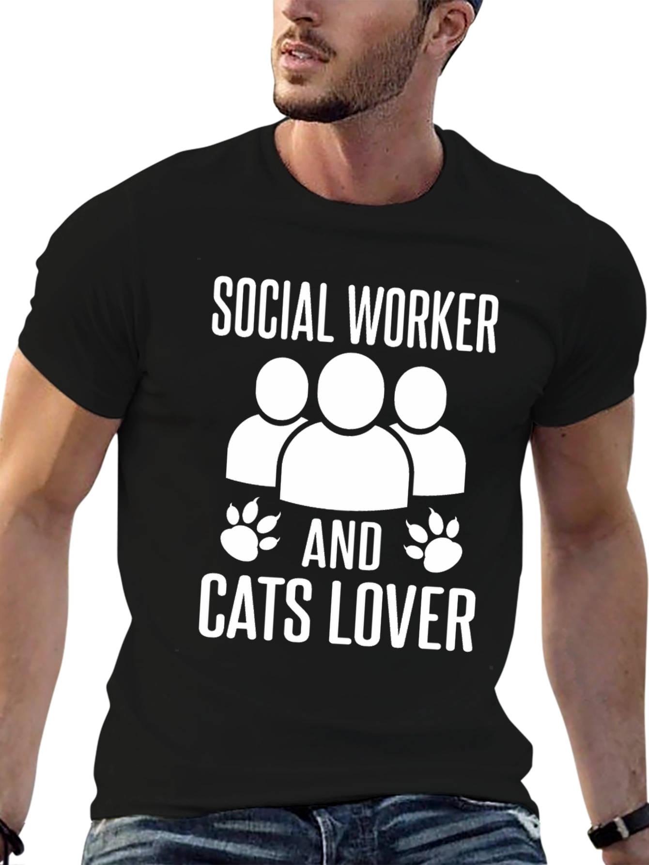 Black Social Worker & Cats Lover T-Shirt - Unisex view 6