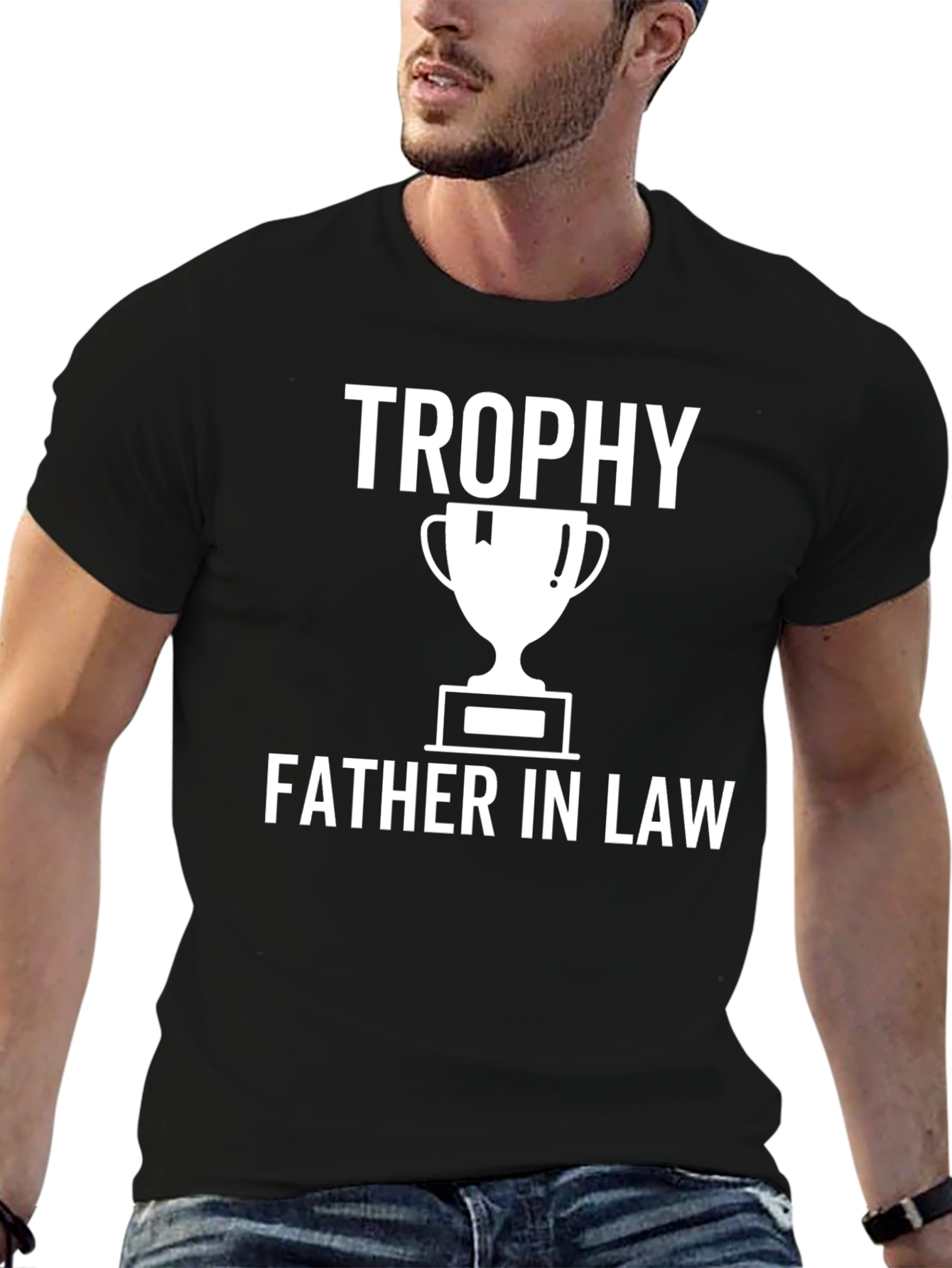 Black Trophy Father-in-Law Black T-Shirt view 6